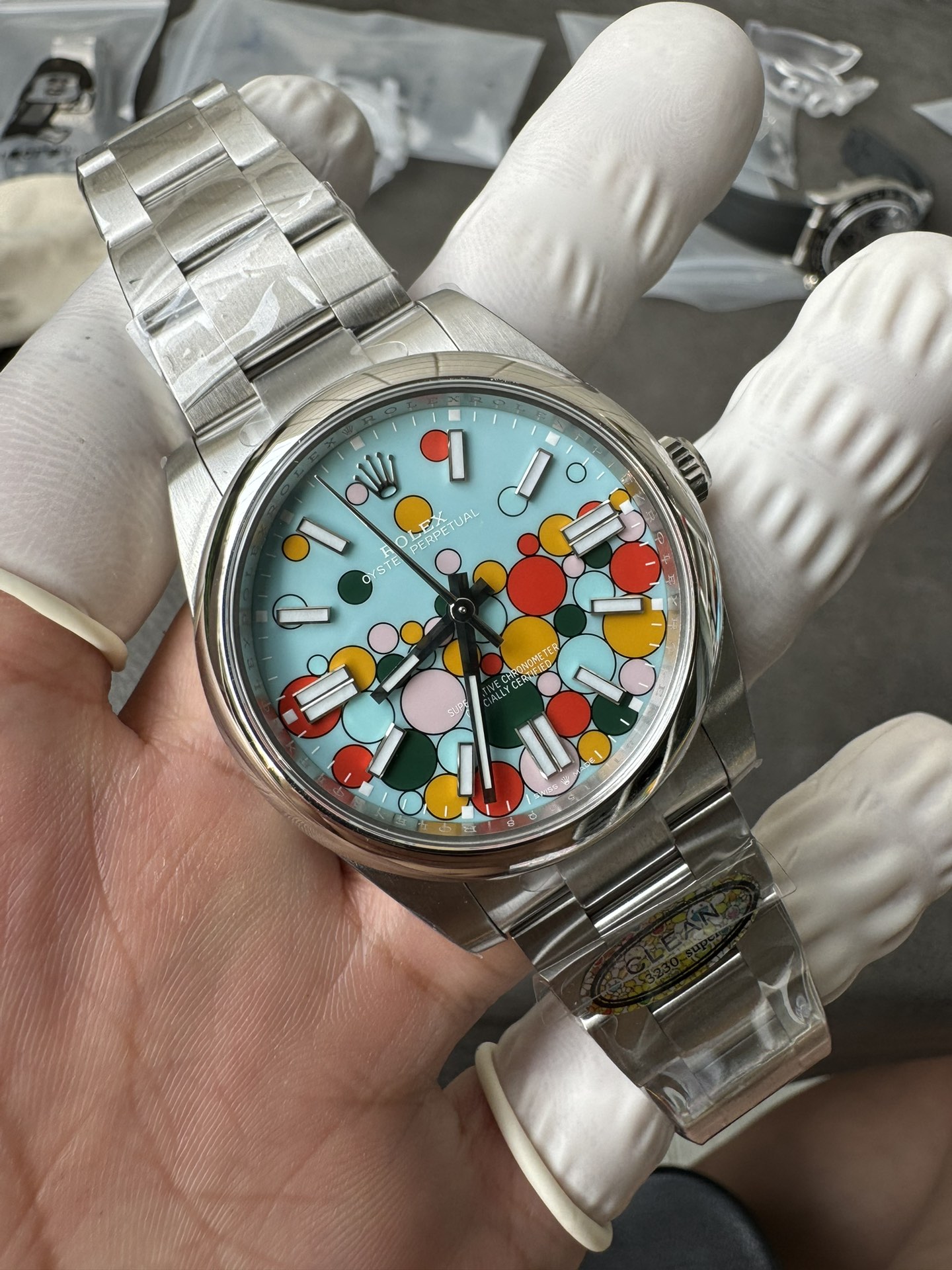 Super Clone Rolex 1:1 Oyster Perpetual 41mm Celebration Dial Bubble Motif – 3230 Movement