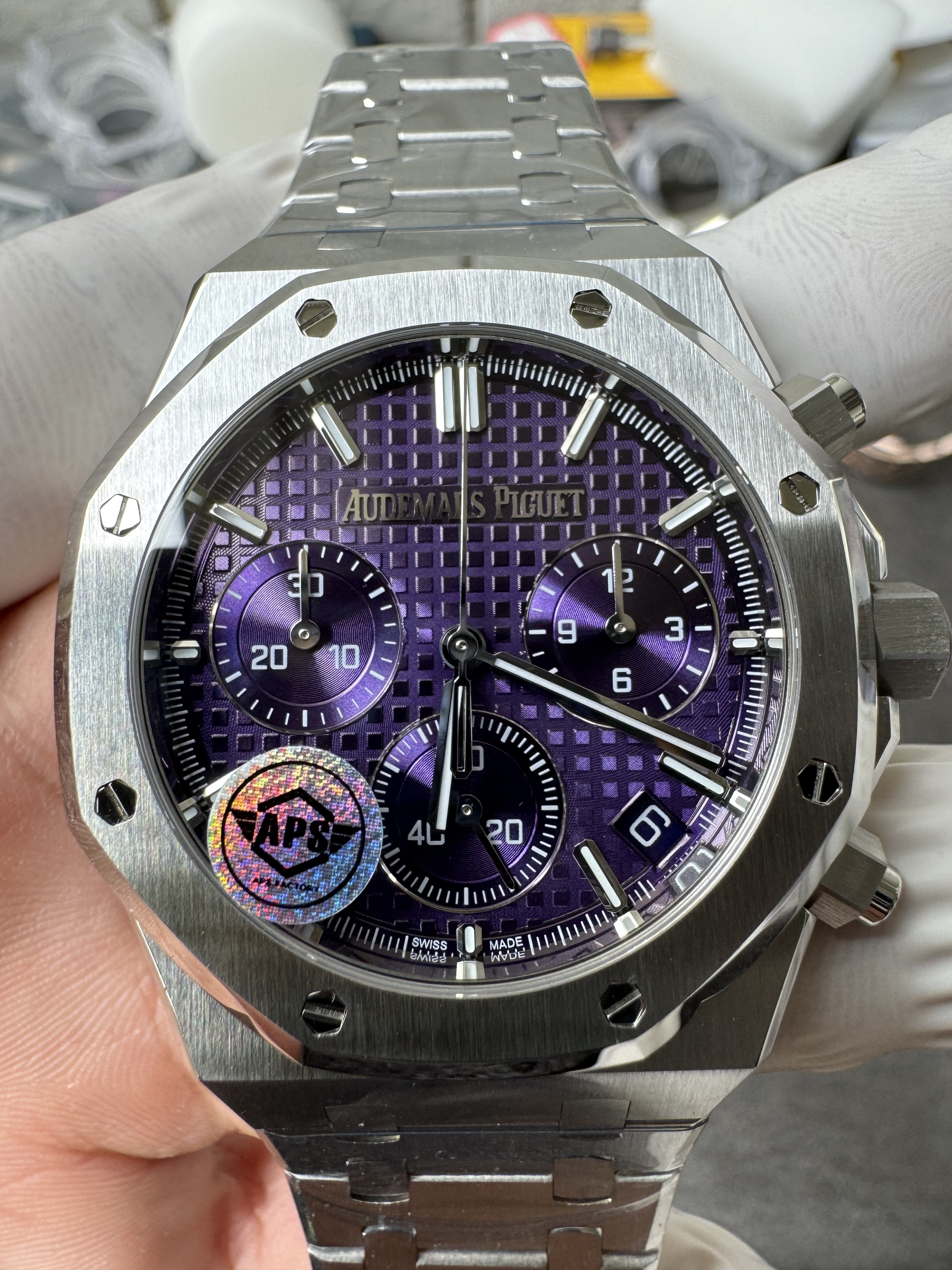 Super Clone Audemars Piguet 1:1 Royal Oak Chronograph 26240 Watches – 41mm Stainless Steel with Purple Dial