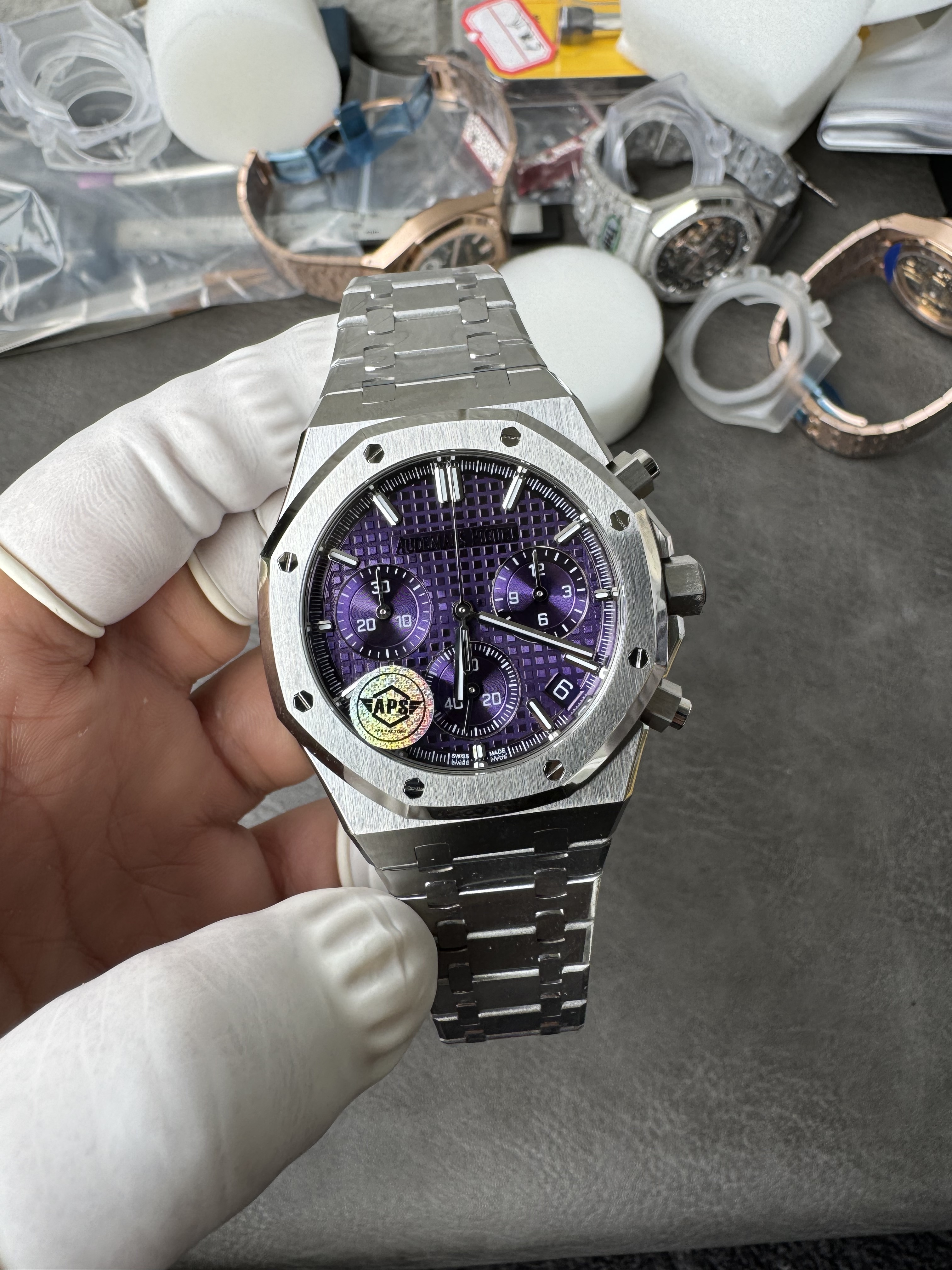 Super Clone Audemars Piguet 1:1 Royal Oak Chronograph 26240 Watches – 41mm Stainless Steel with Purple Dial