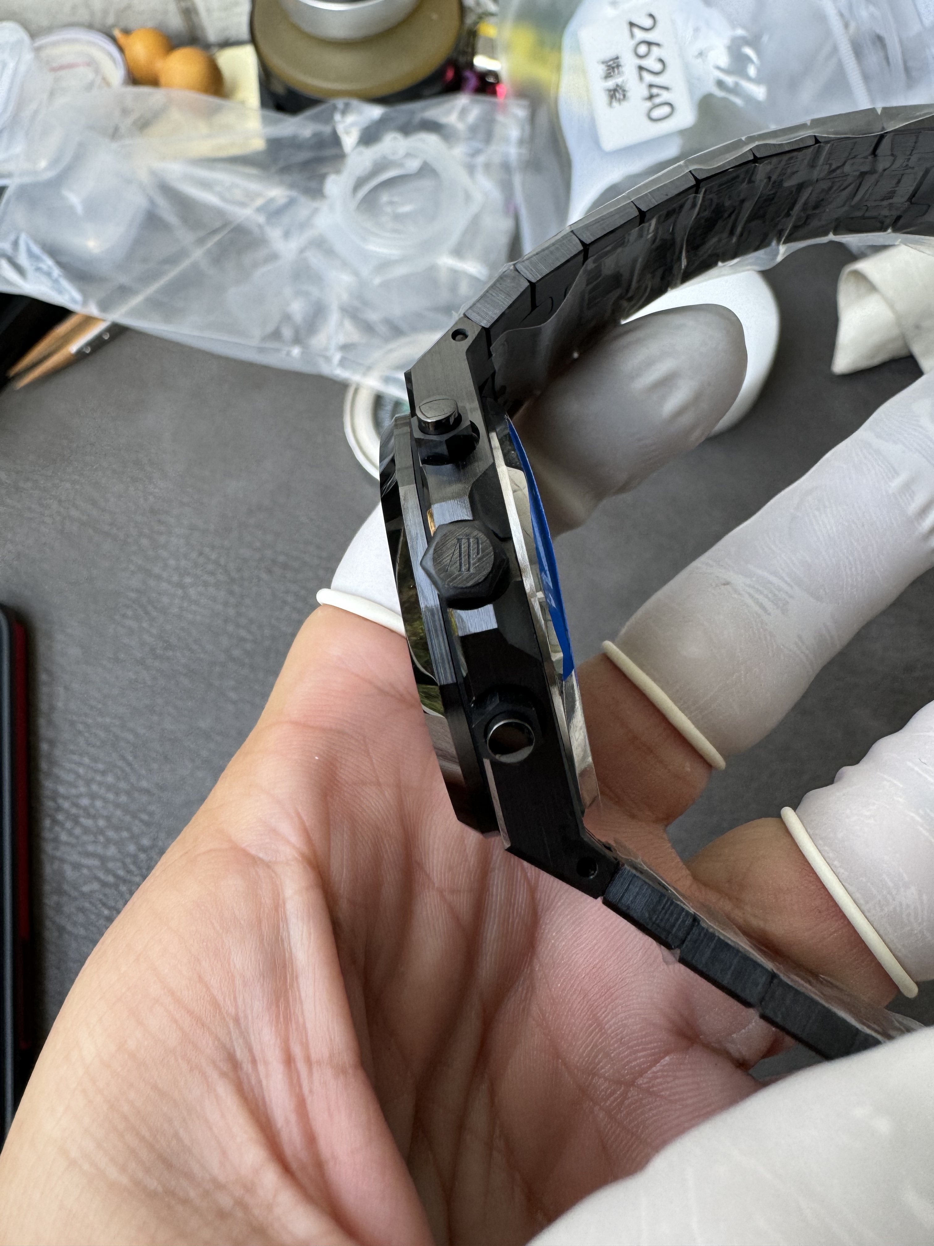 Super Clone Audemars Piguet 1:1 Royal Oak Chronograph 26240 Watches – 41mm Full Black Ceramic with Black “Grande Tapisserie” Dial