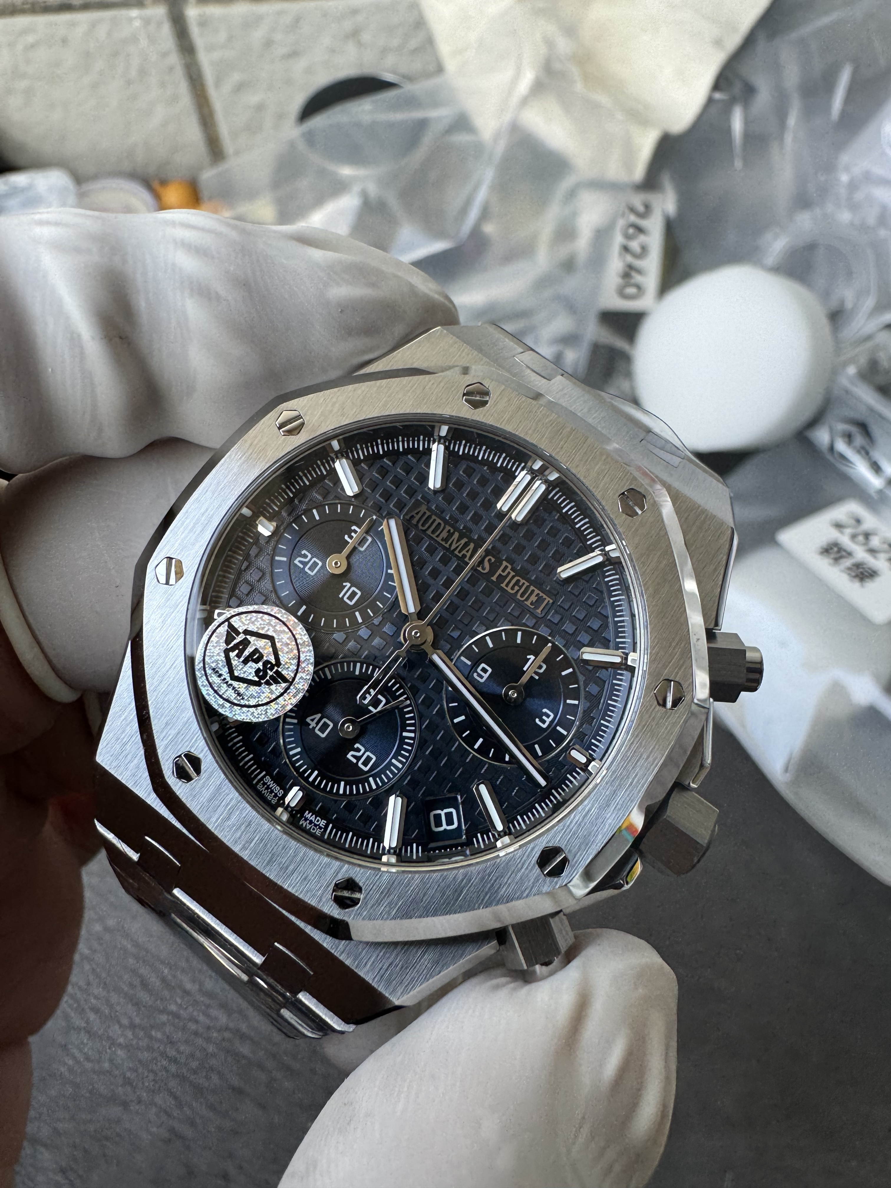 Super Clone Audemars Piguet 1:1 Royal Oak Chronograph 26240ST Watches – 41mm Steel with Blue “Grande Tapisserie” Dial