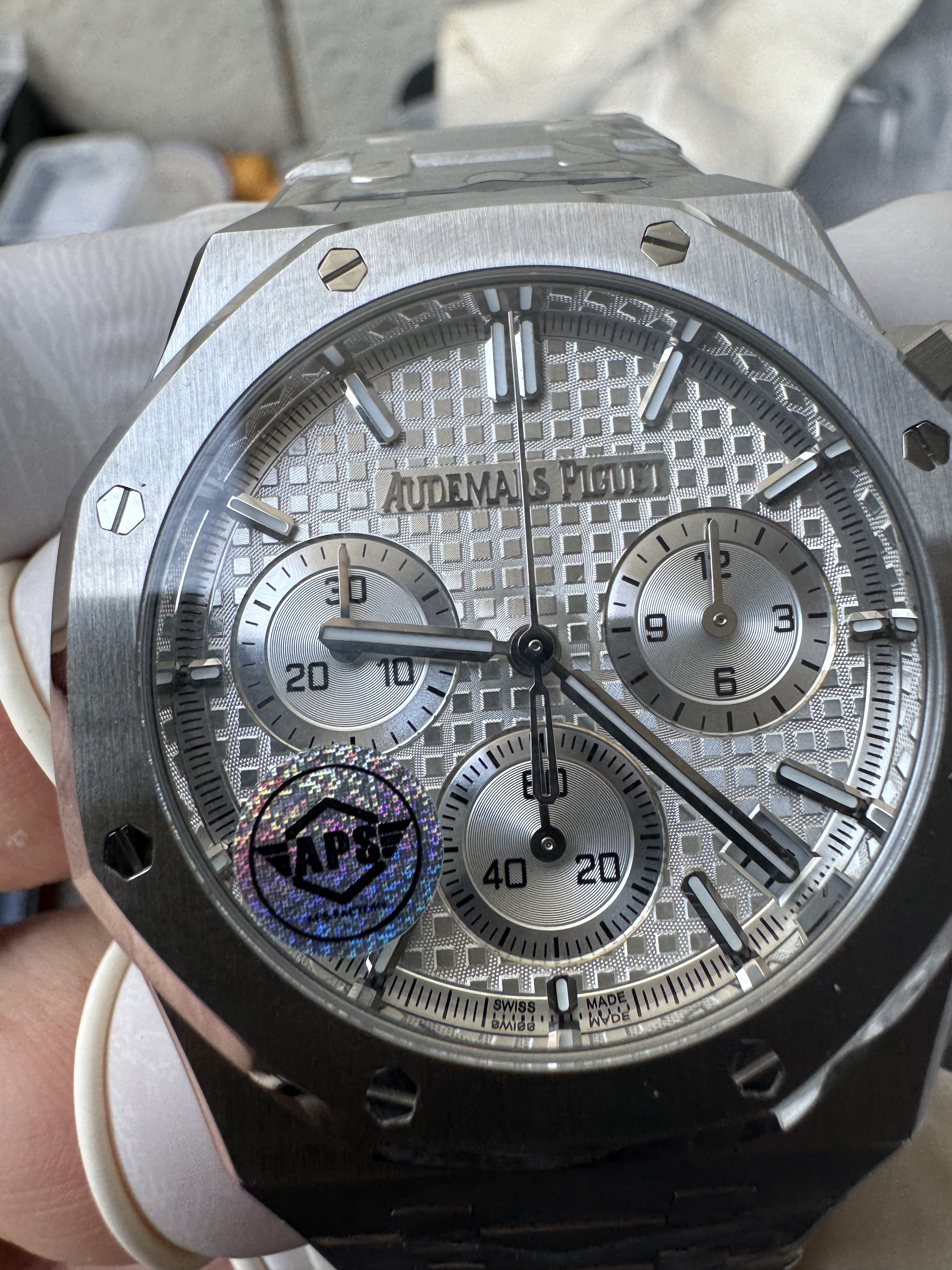 Super Clone Audemars Piguet 1:1 Royal Oak Chronograph 26240ST Watches – 41mm Steel with Silver “Grande Tapisserie” Dial