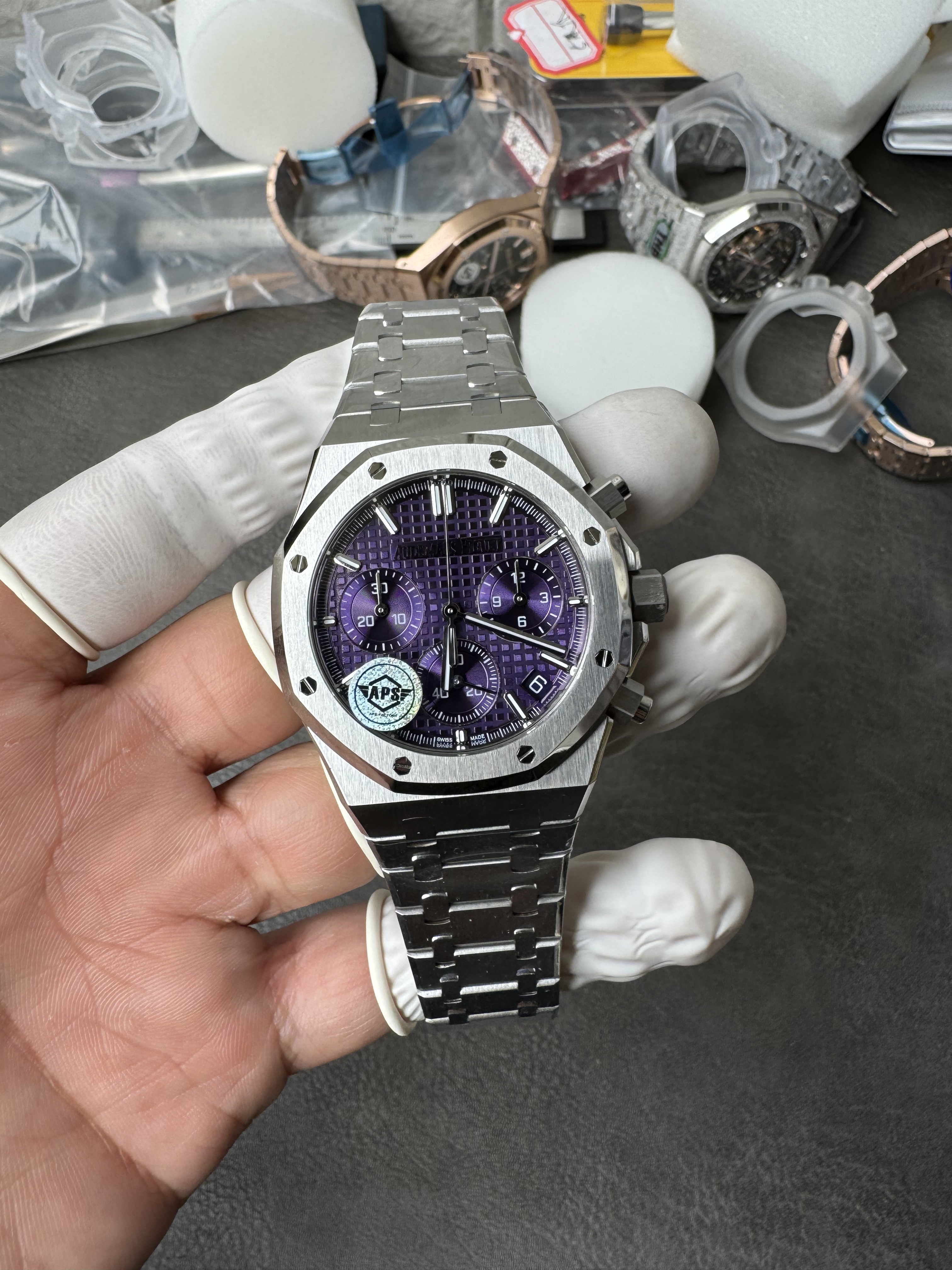 Super Clone Audemars Piguet 1:1 Royal Oak Chronograph 26240 Watches – 41mm Stainless Steel with Purple Dial