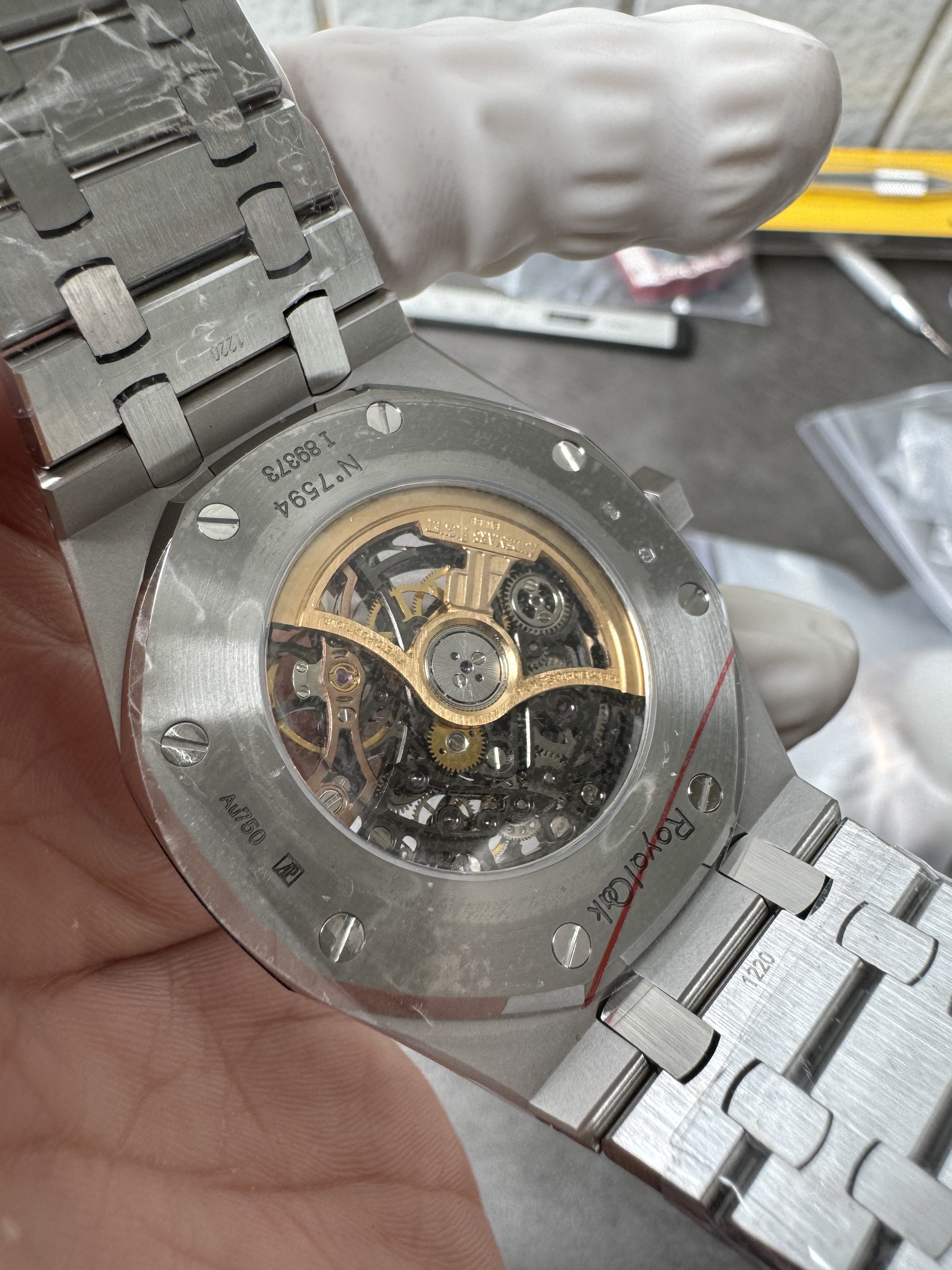 Super Clone Audemars Piguet 1:1 Royal Oak Double Balance Wheel Openworked 15407ST – Frosted White Gold Style – 41mm Watches