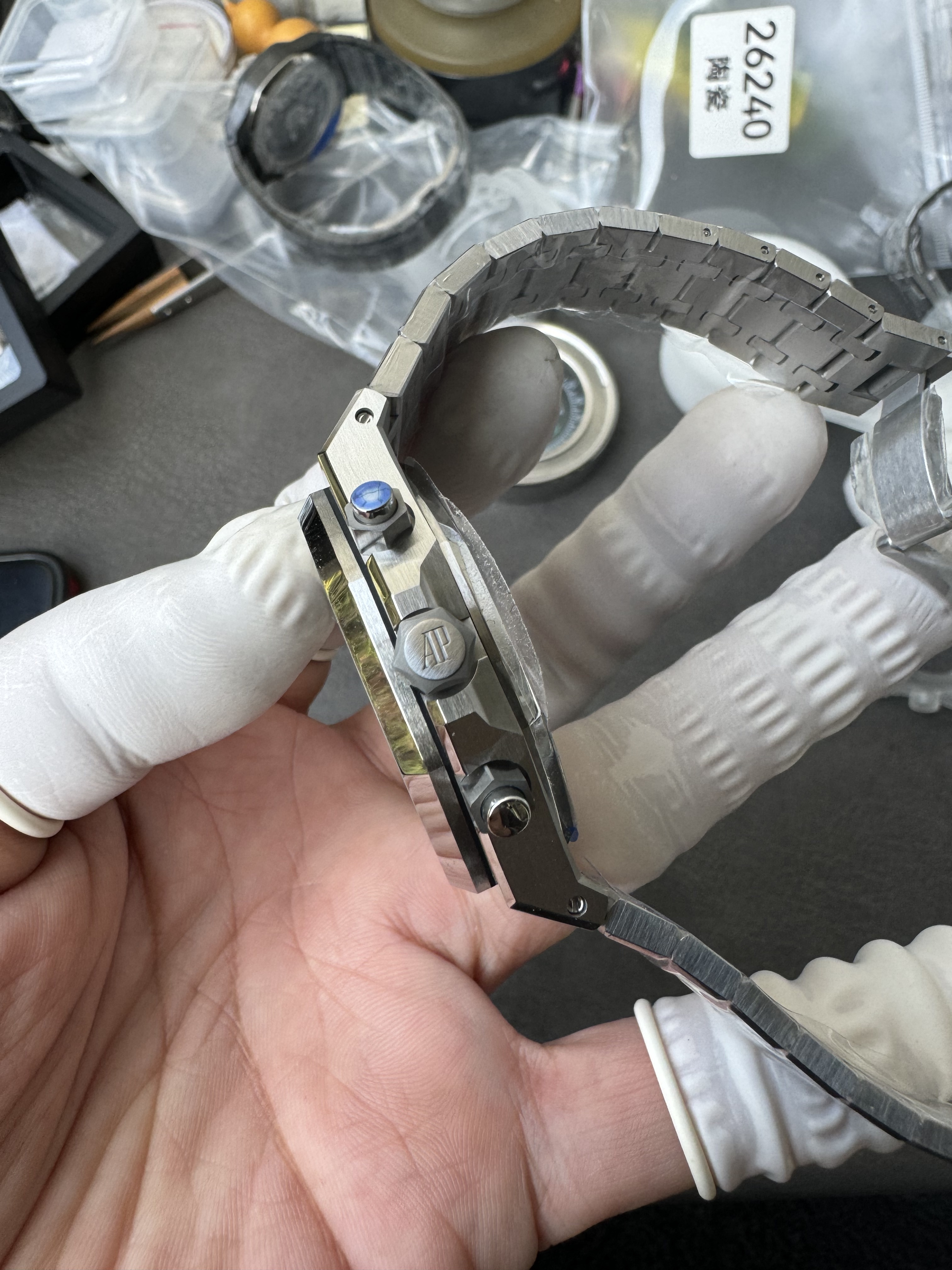 Super Clone Audemars Piguet 1:1 Royal Oak Chronograph 26240ST Watches – 41mm Steel with Green “Grande Tapisserie” Dial