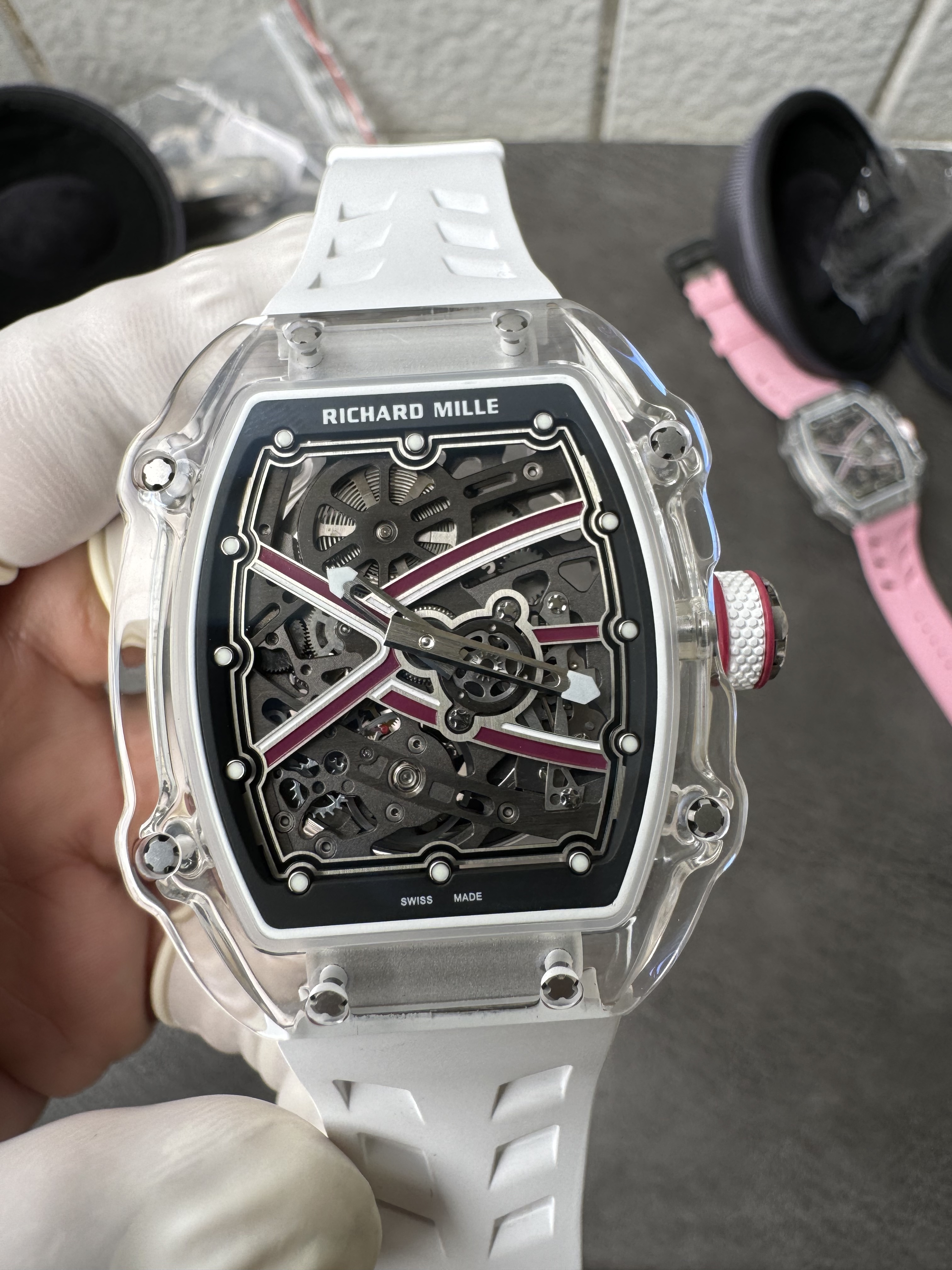 Super Clone Richard Mille RM 67-02 White Crystal Skeleton Dial Watch – 1:1 Mirror Edition