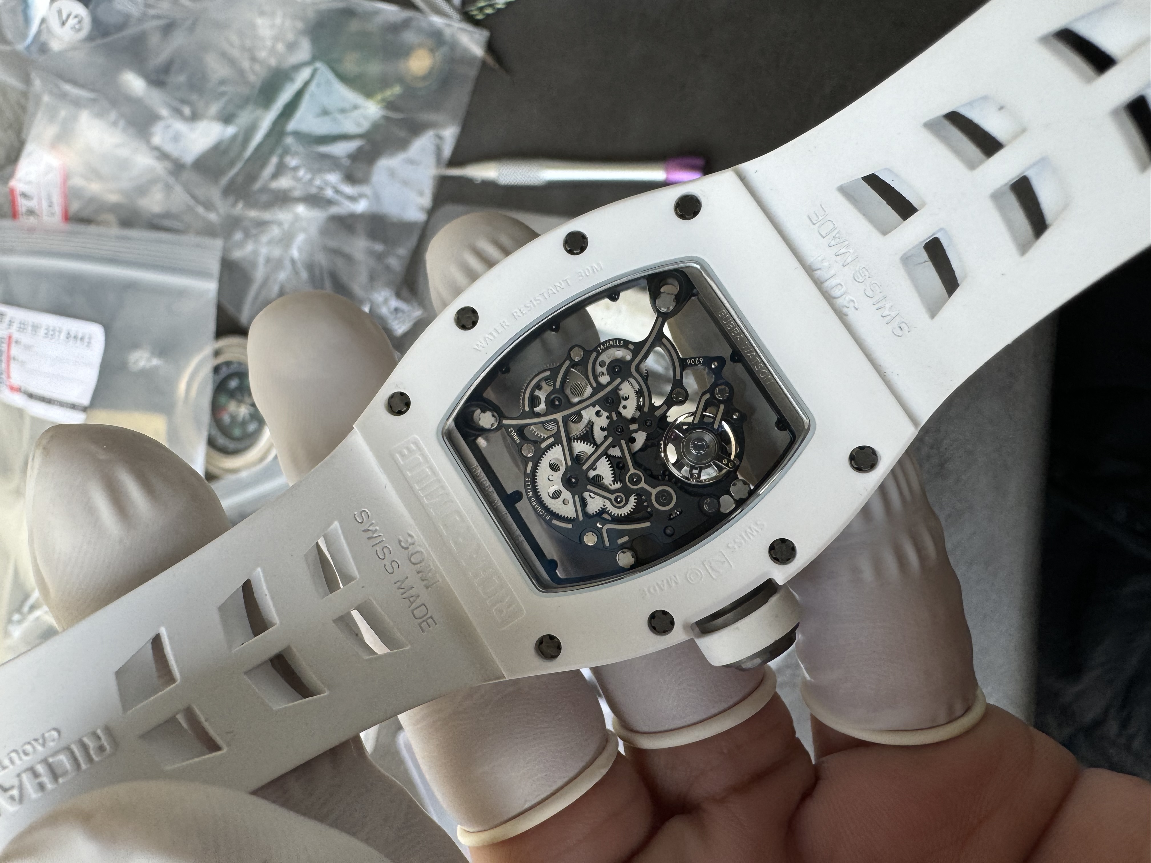 Super Clone Richard Mille 1:1 RM055 White Ceramic Shark Fin Strap