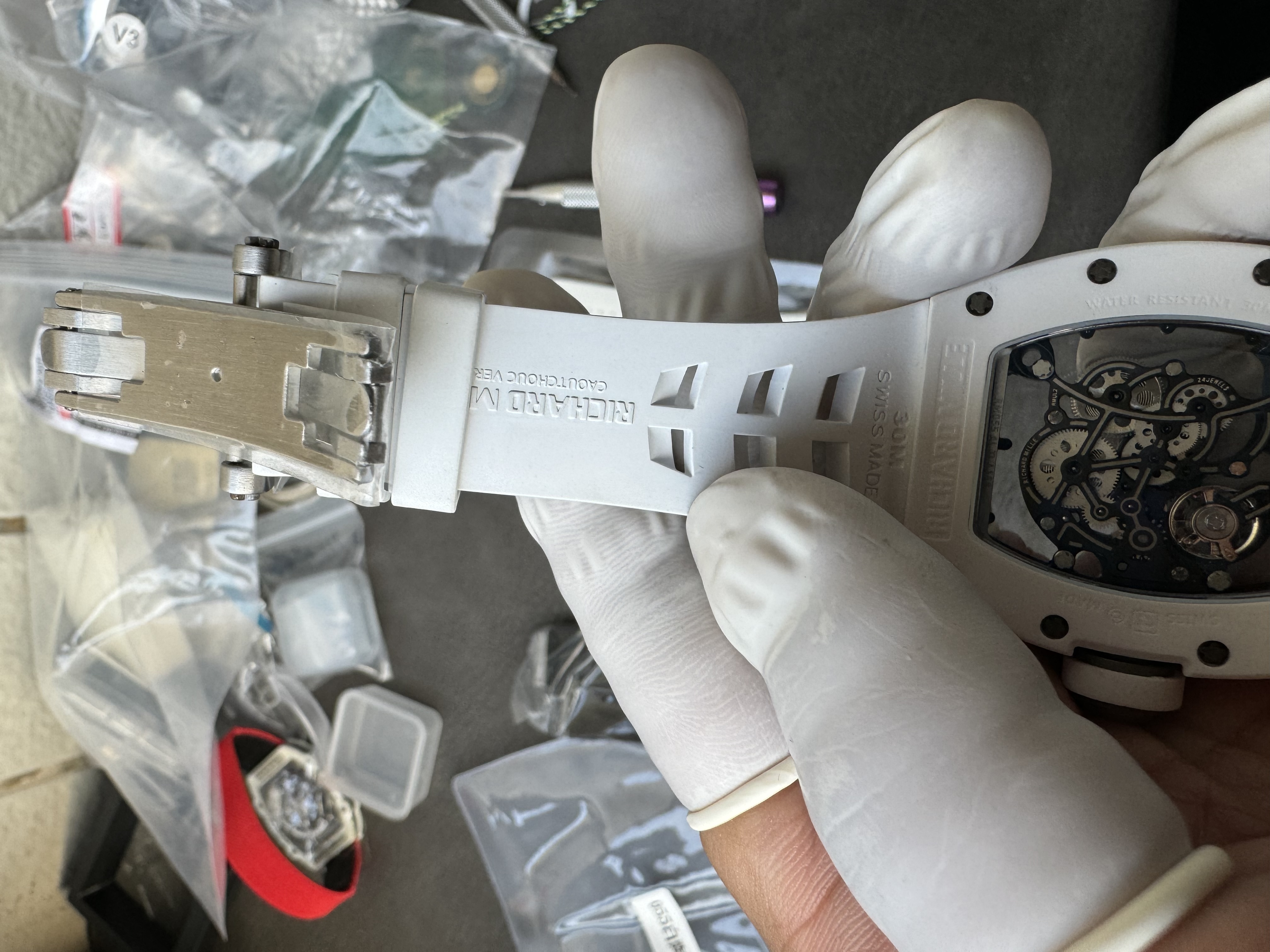 Super Clone Richard Mille 1:1 RM055 White Ceramic Shark Fin Strap