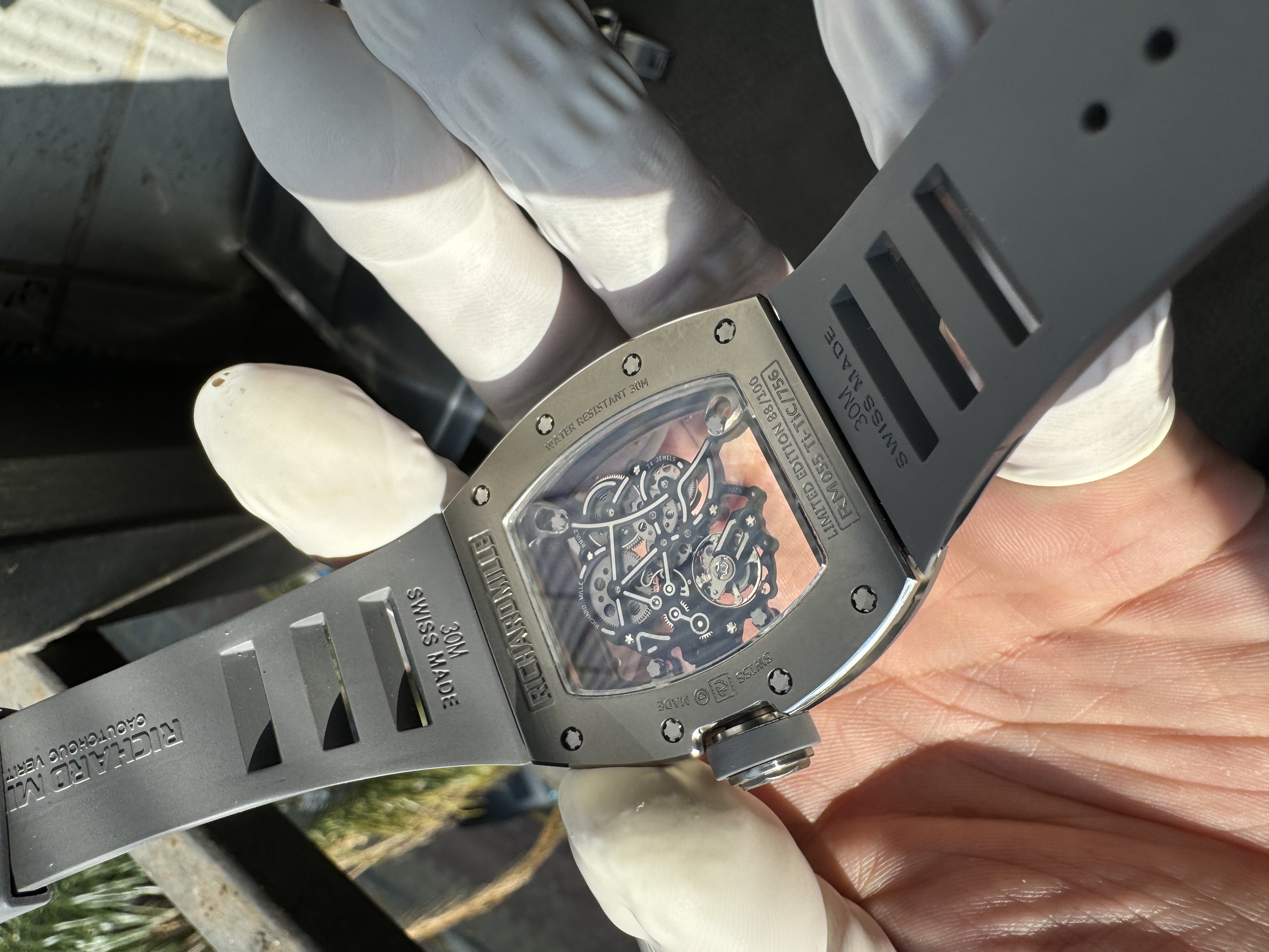 Super Clone Richard Mille 1:1 RM055 Vaucher  – Premium Grey Ceramic & Titanium Case with Skeleton Dial
