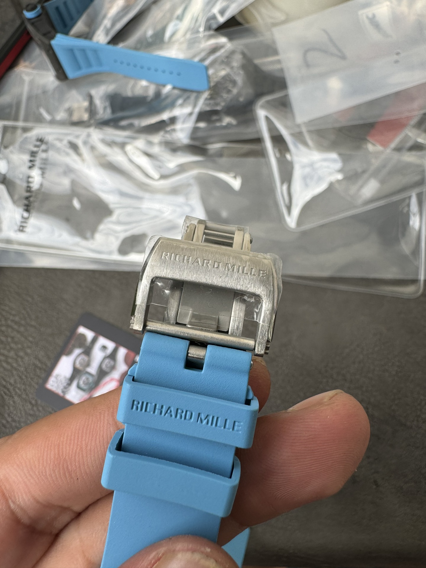 Super Clone 1:1 Richard Mille RM055 White Ceramic Skeleton Watch – Blue Strap Edition