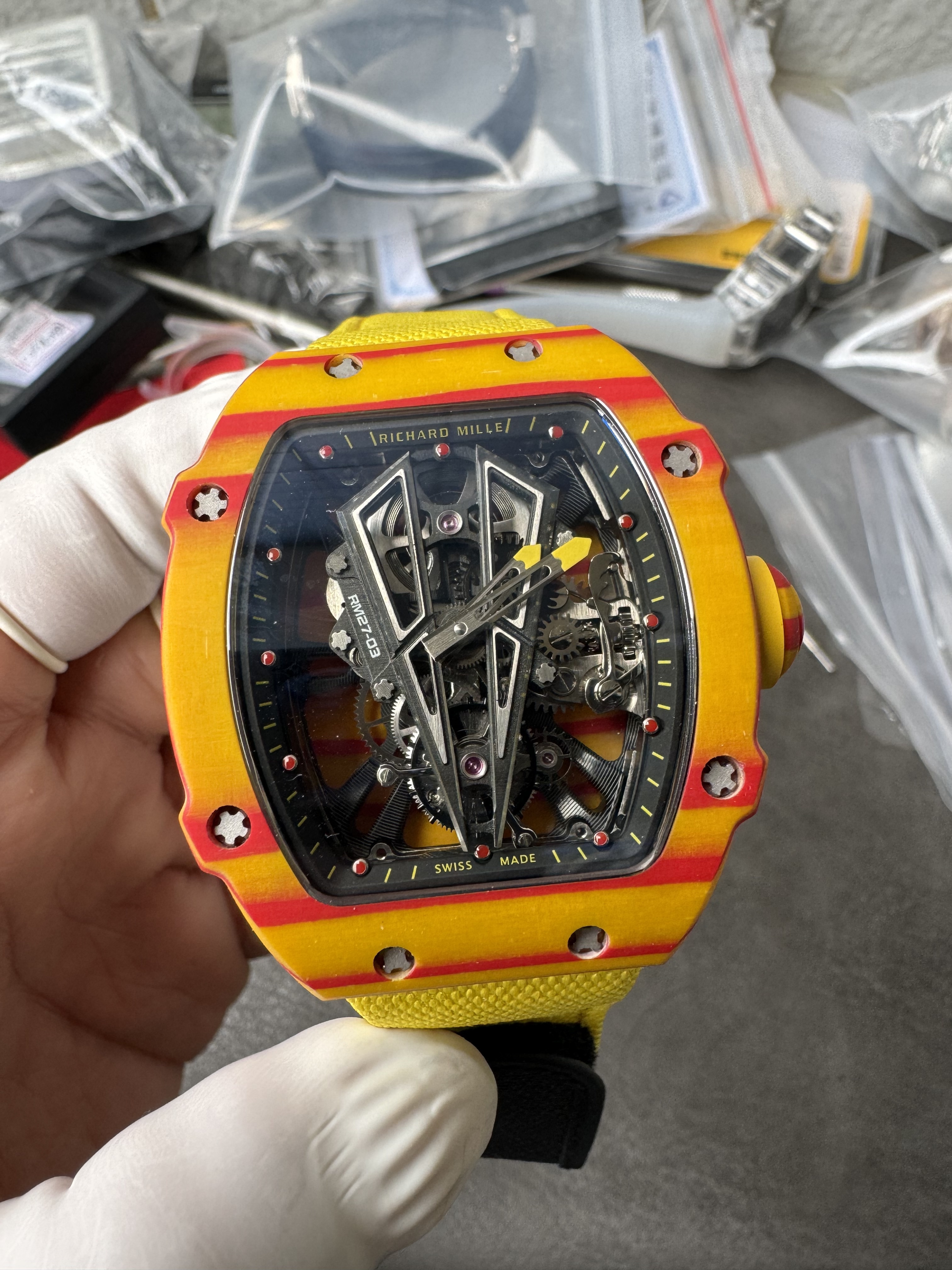 Super Clone Richard Mille 1:1 RM27-03 Tourbillon Watch – Rafael Nadal Yellow & Red Limited Edition