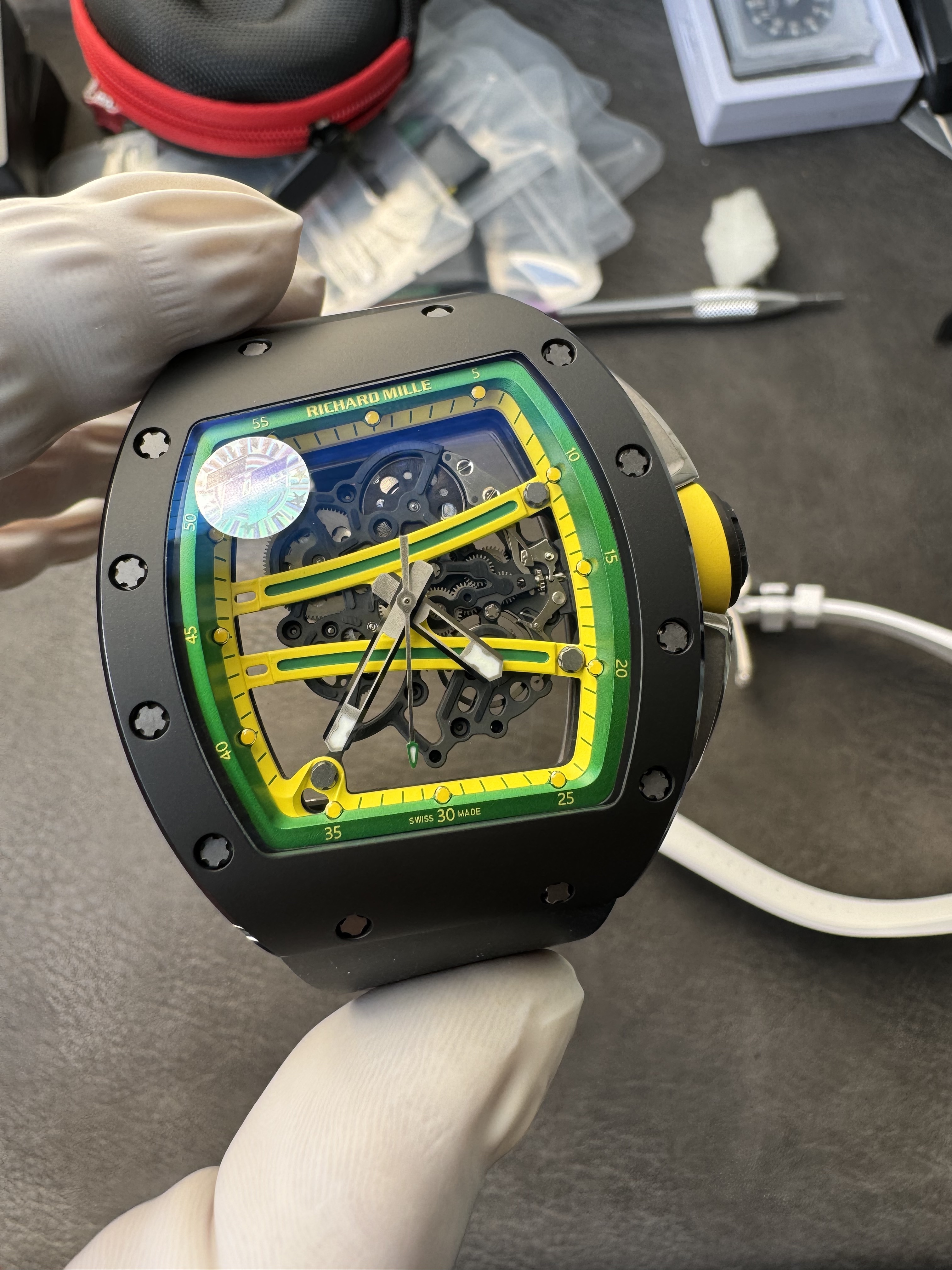 Super Clone Richard Mille 1:1 RM59-01 Tourbillon Yohan Blake Limited Edition – Black Case with Skeleton Dial