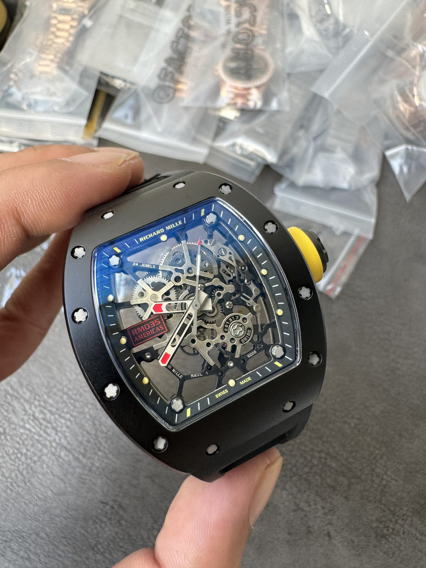 Richard Mille RM035 CA-TZP Rafael Nadal Skeleton Dial Black Ceramic Super Clone Watch 1:1
