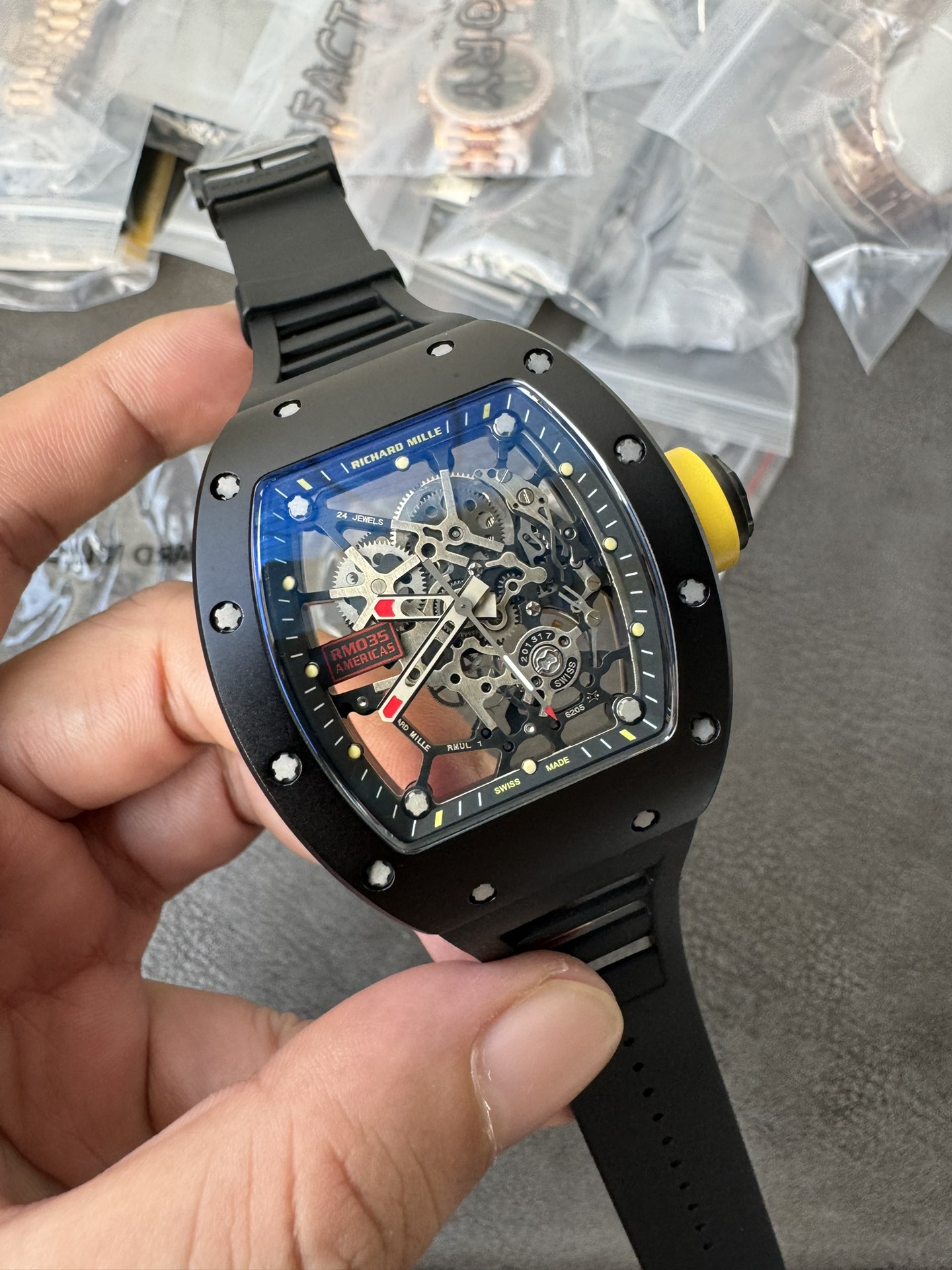 Richard Mille RM035 CA-TZP Rafael Nadal Skeleton Dial Black Ceramic Super Clone Watch 1:1