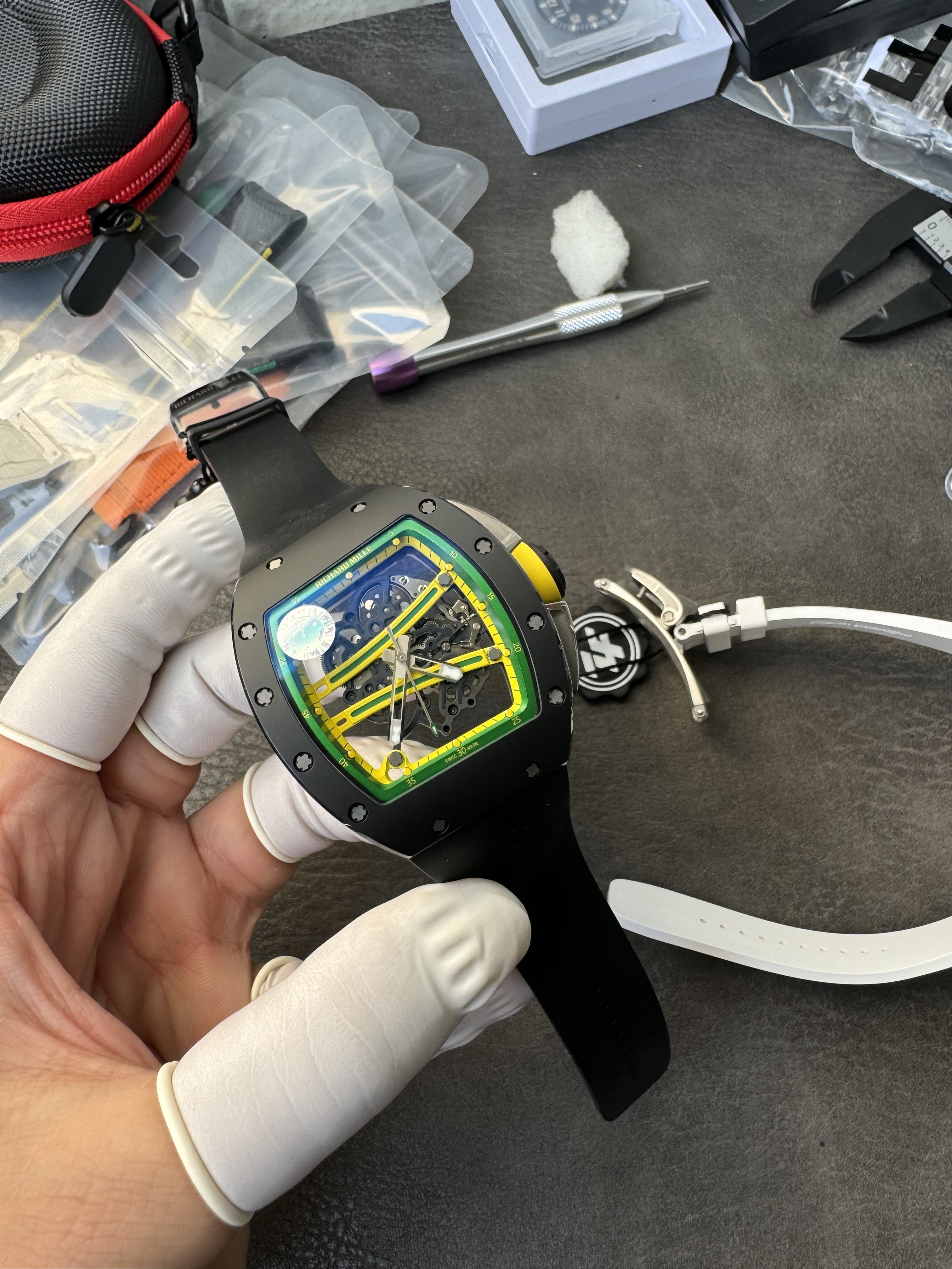 Super Clone Richard Mille 1:1 RM59-01 Tourbillon Yohan Blake Limited Edition – Black Case with Skeleton Dial