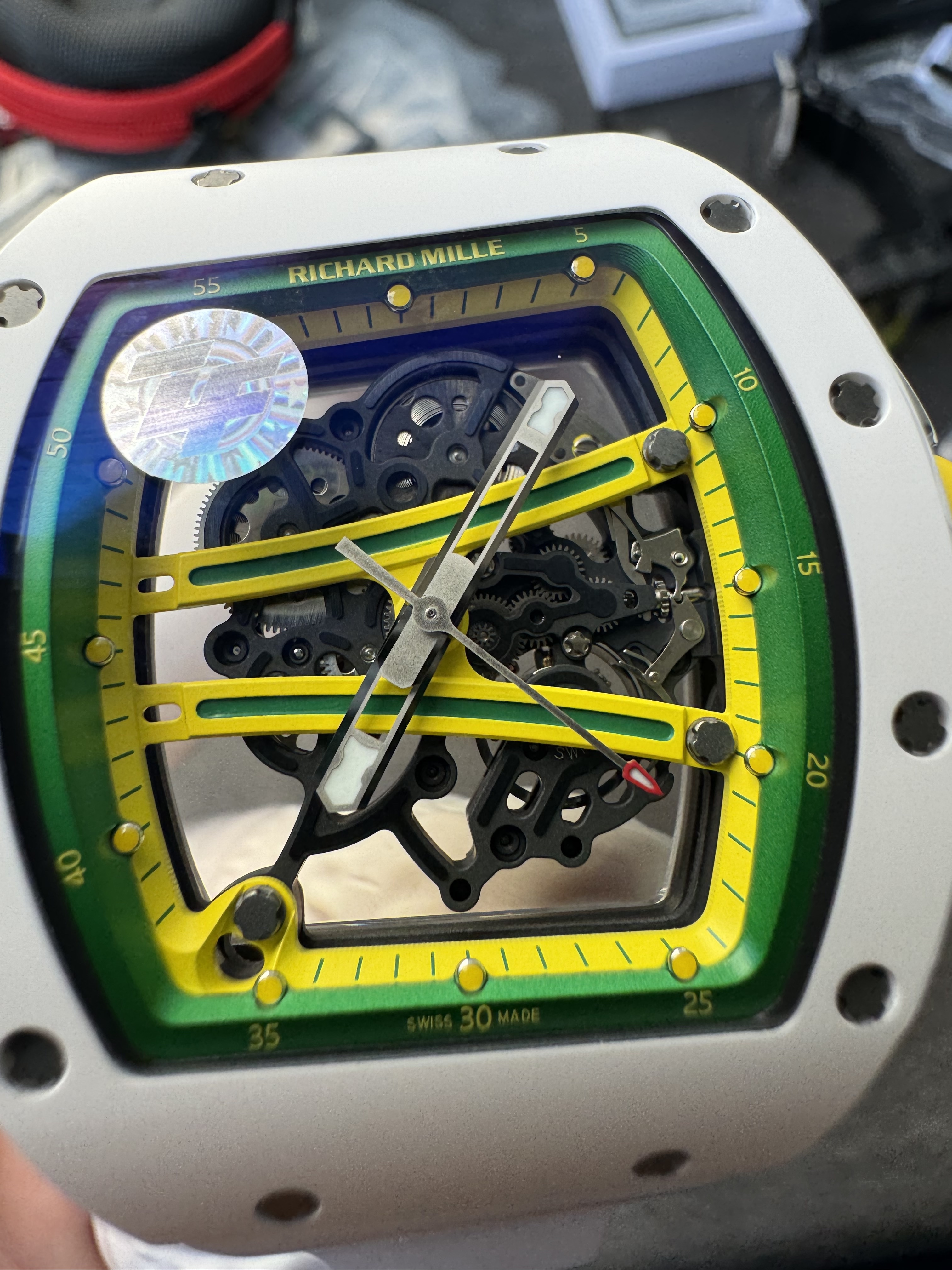 Super Clone Richard Mille 1:1 RM59-01 Tourbillon Yohan Blake Limited Edition – White Case with Skeleton Dial