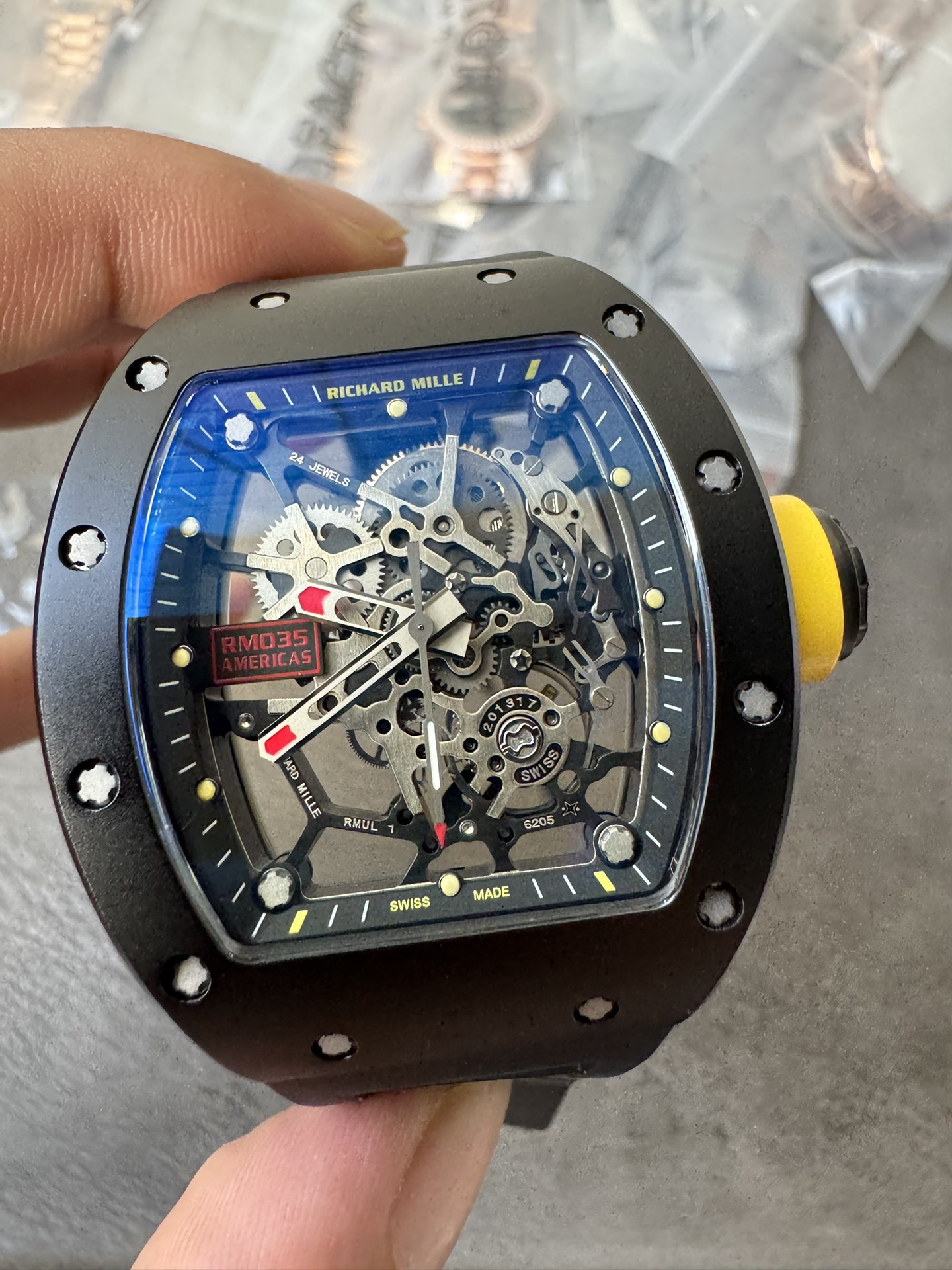 Richard Mille RM035 CA-TZP Rafael Nadal Skeleton Dial Black Ceramic Super Clone Watch 1:1
