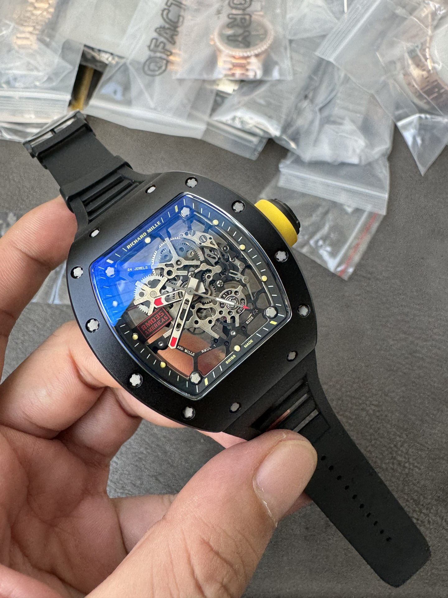 Richard Mille RM035 CA-TZP Rafael Nadal Skeleton Dial Black Ceramic Super Clone Watch 1:1