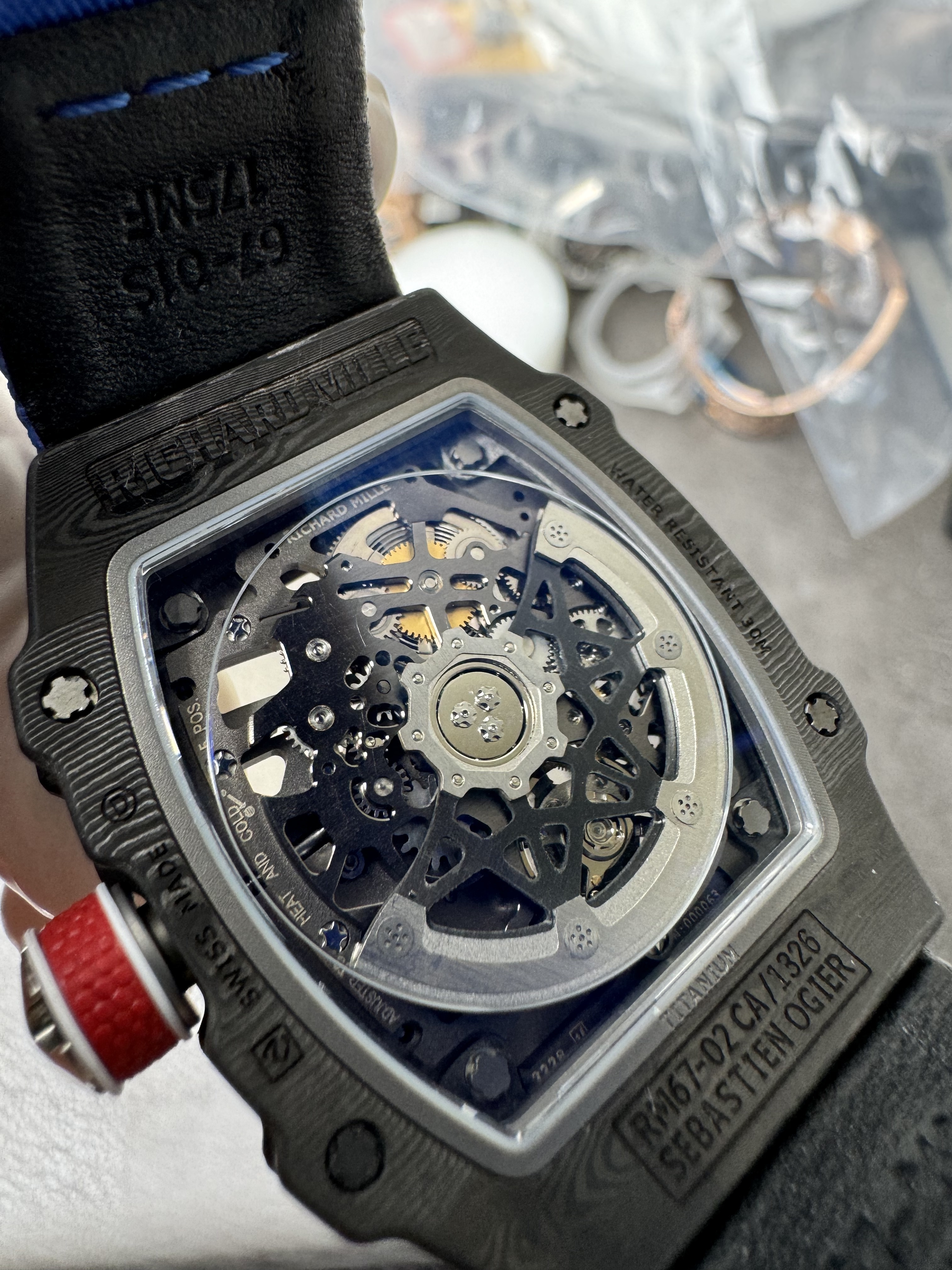 Super Clone Richard Mille RM67-02 Sébastien Ogier 1:1 Carbon Fiber Skeleton Watch – Blue Strap
