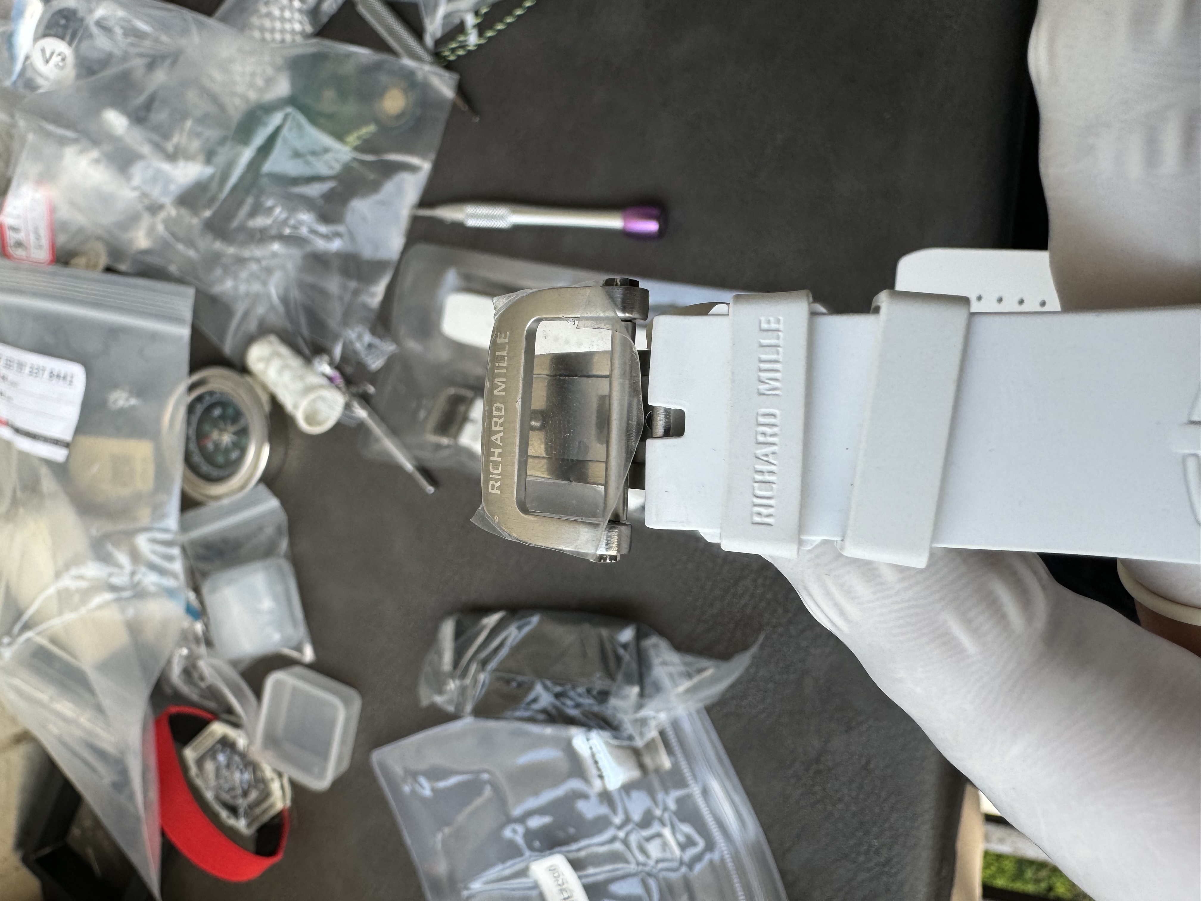 Super Clone Richard Mille 1:1 RM055 White Ceramic Shark Fin Strap