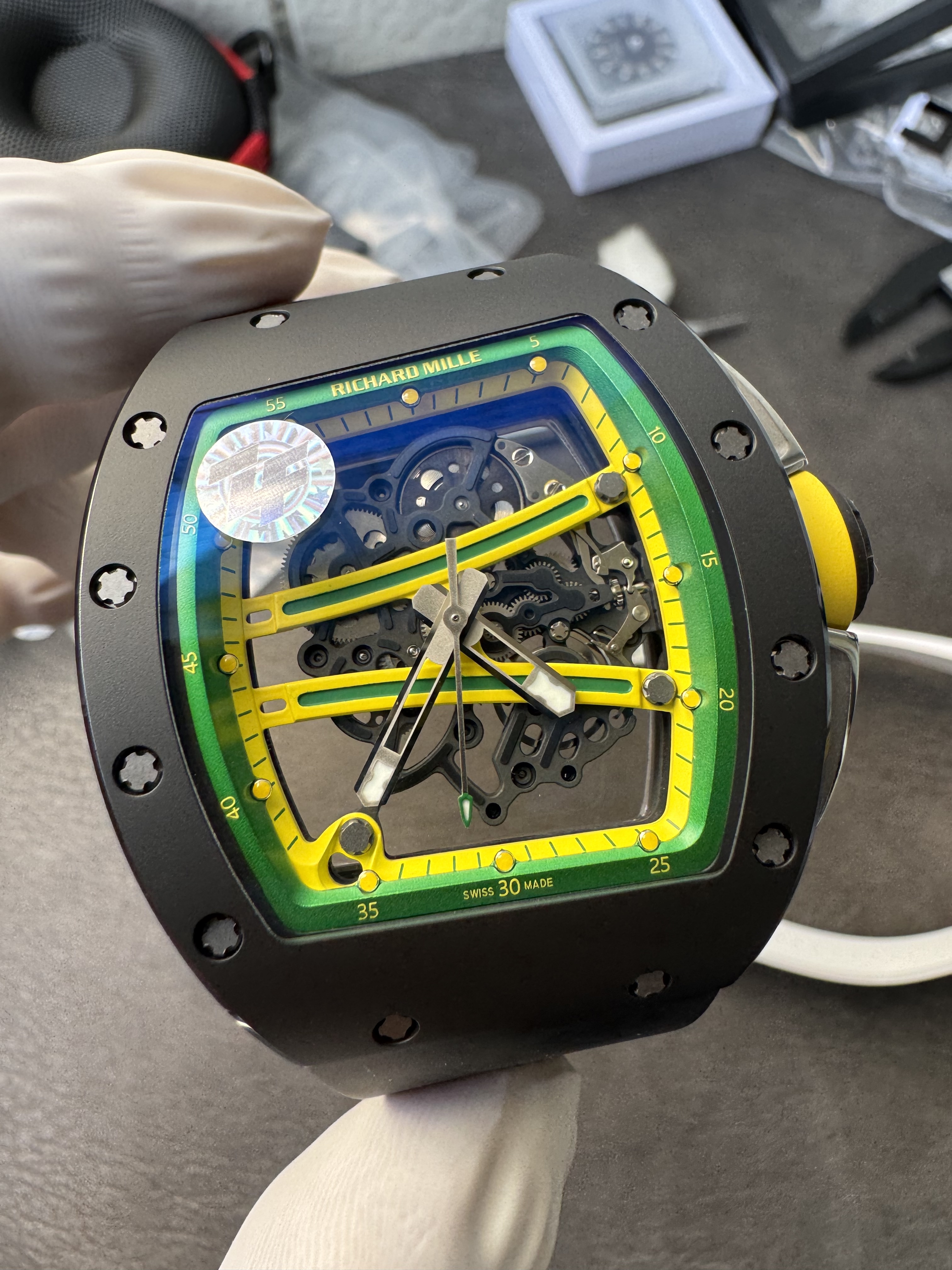 Super Clone Richard Mille 1:1 RM59-01 Tourbillon Yohan Blake Limited Edition – Black Case with Skeleton Dial