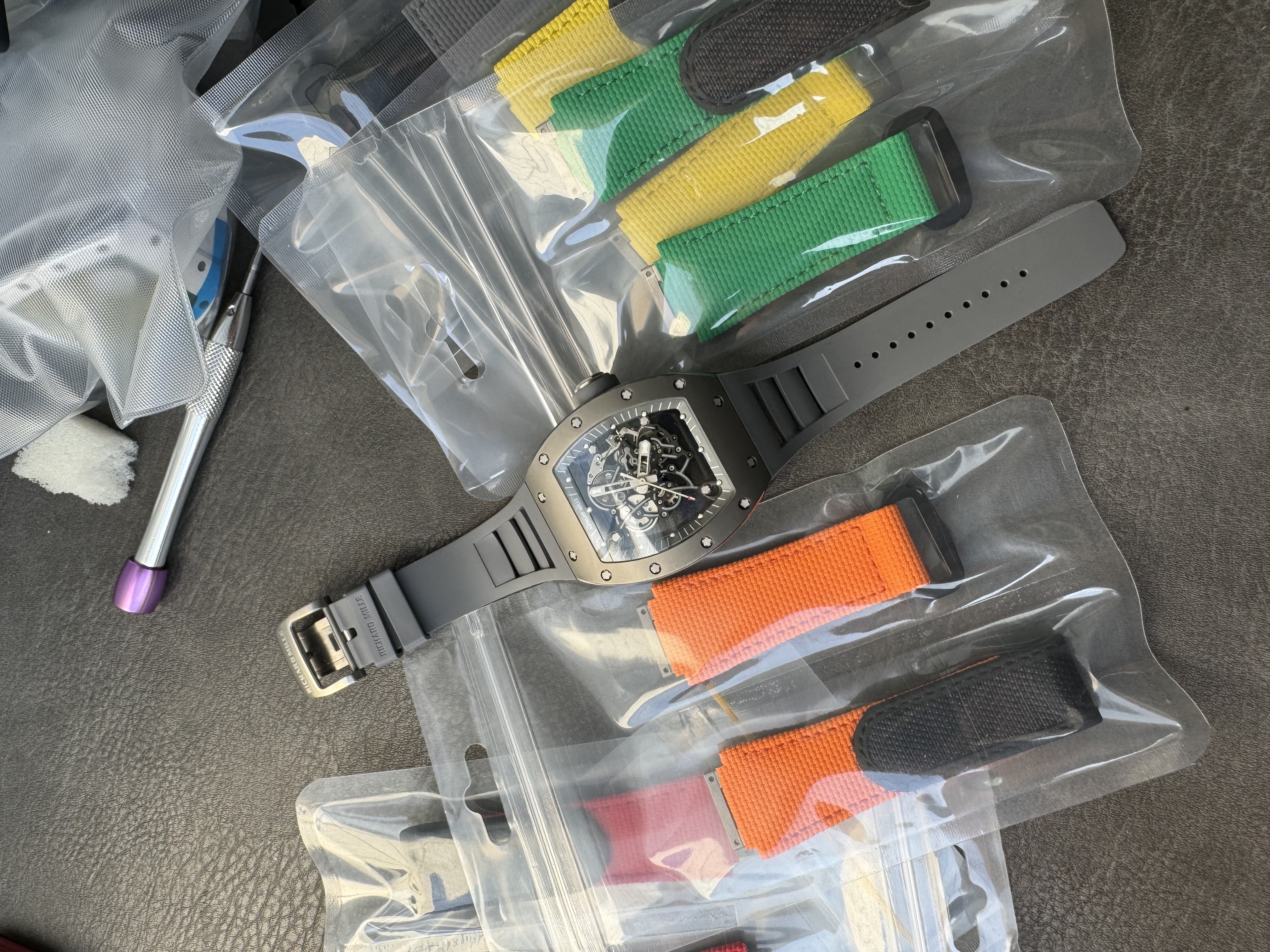 Super Clone Richard Mille 1:1 RM055 Vaucher  – Premium Grey Ceramic & Titanium Case with Skeleton Dial