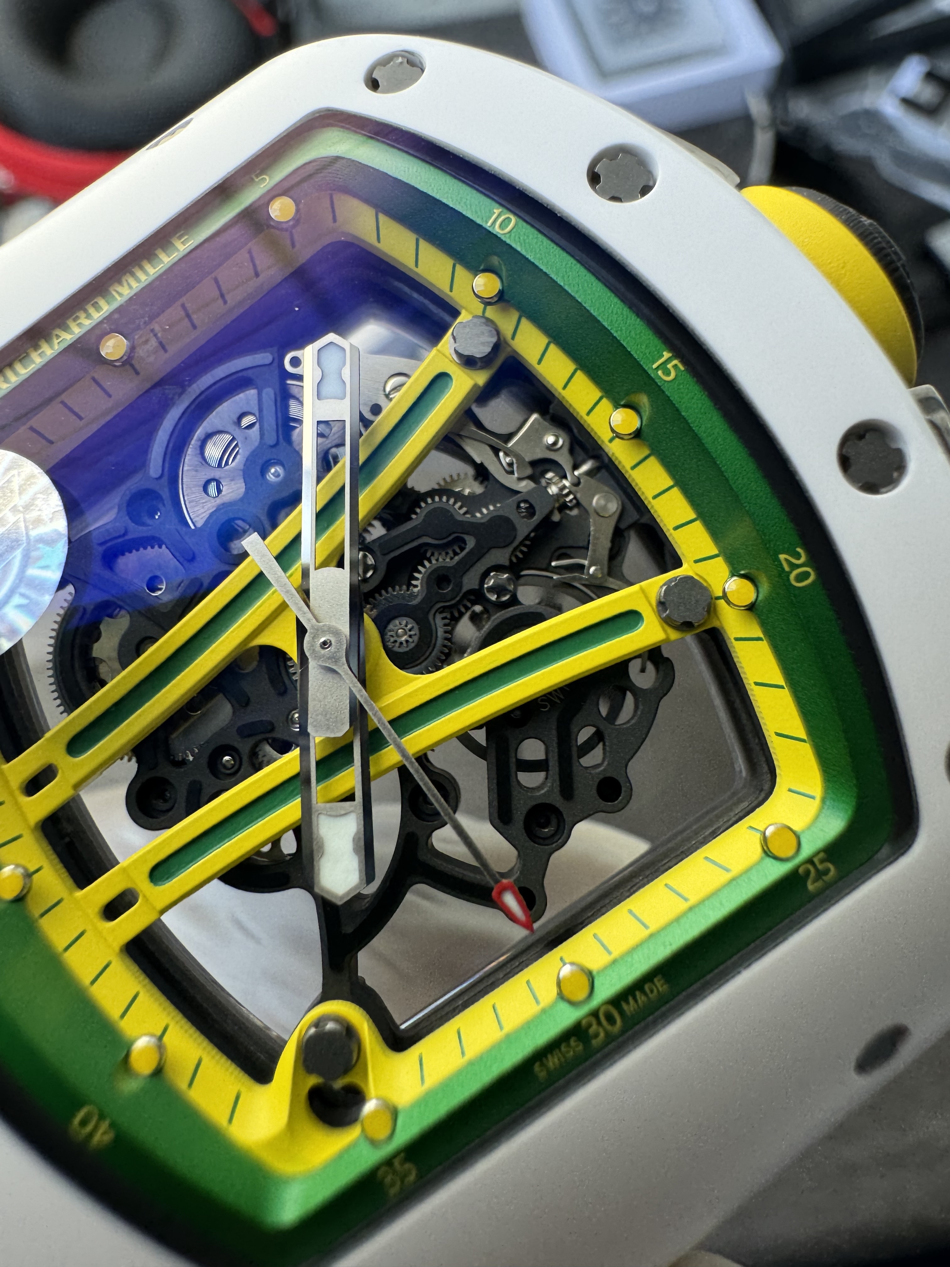 Super Clone Richard Mille 1:1 RM59-01 Tourbillon Yohan Blake Limited Edition – White Case with Skeleton Dial