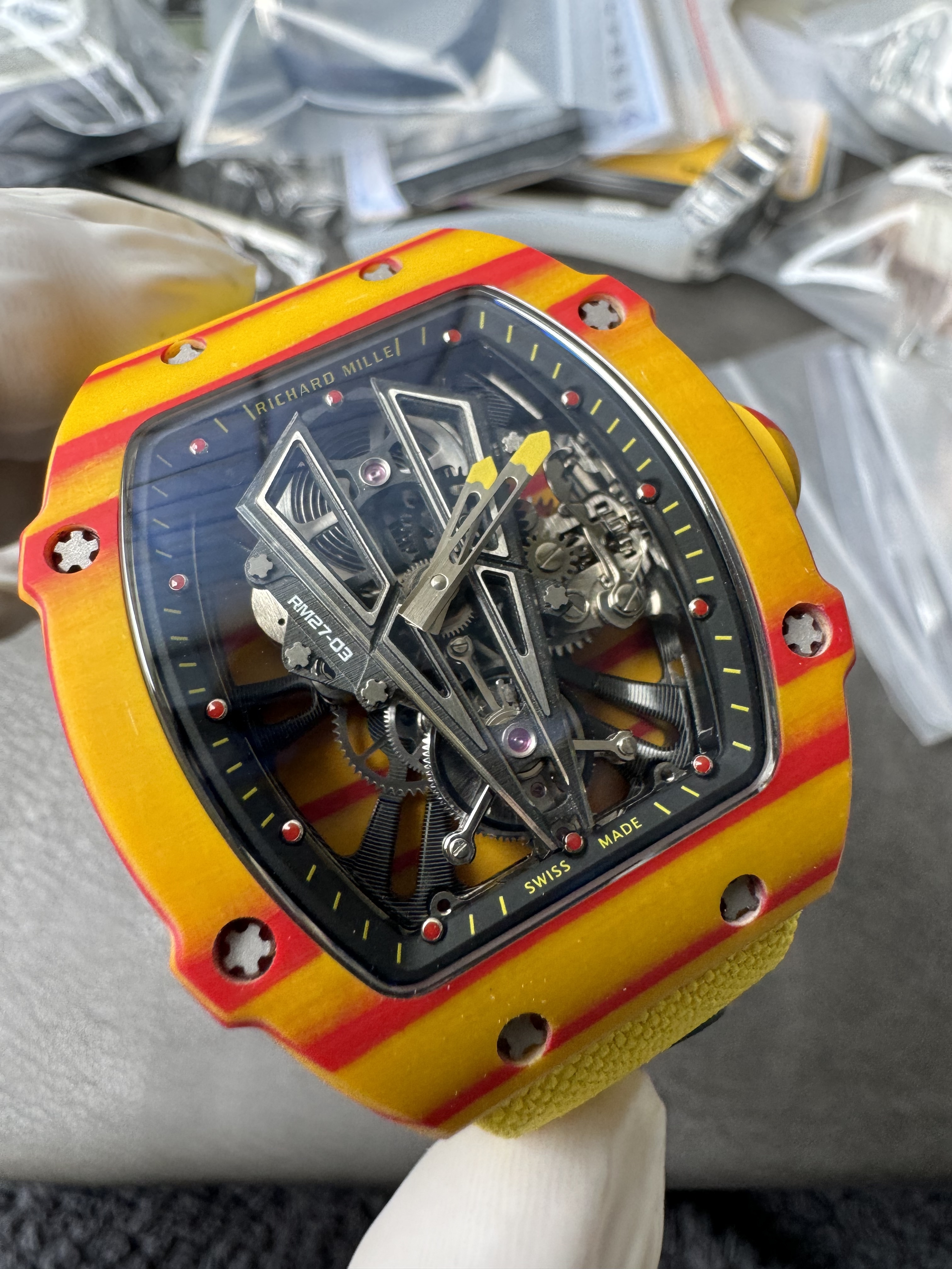 Super Clone Richard Mille 1:1 RM27-03 Tourbillon Watch – Rafael Nadal Yellow & Red Limited Edition