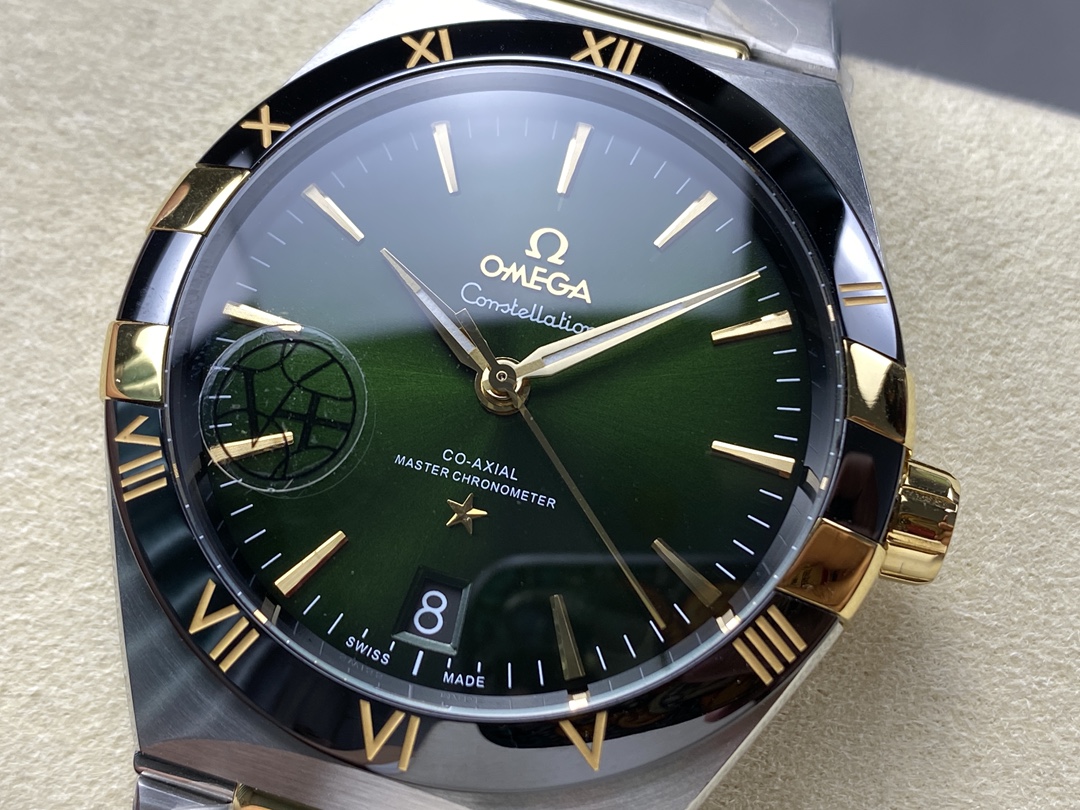 Super Clone 1:1 Omega Constellation Green Dial Two-Tone Gold Watch – Master Chronometer