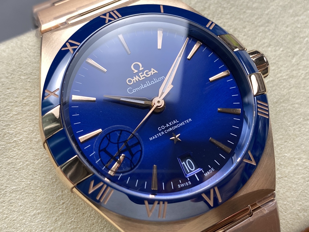 Super Clone 1:1 Omega Constellation Blue Dial Rose Gold Watch – Master Chronometer