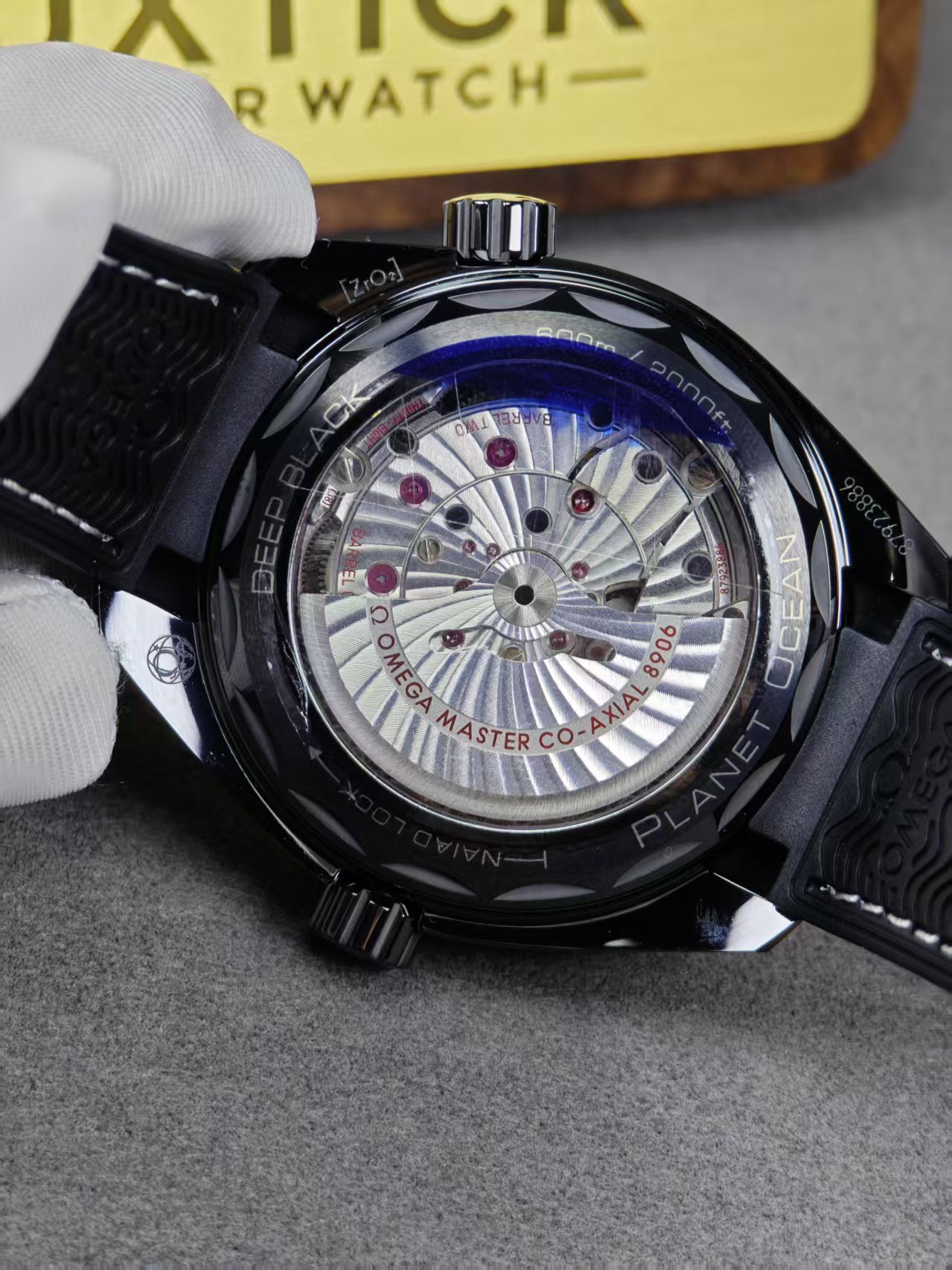 Super Clone 1:1 Omega Seamaster Planet Ocean GMT “Deep Black” Ceramic – 600M Diver / Dual Time / Rubber Strap