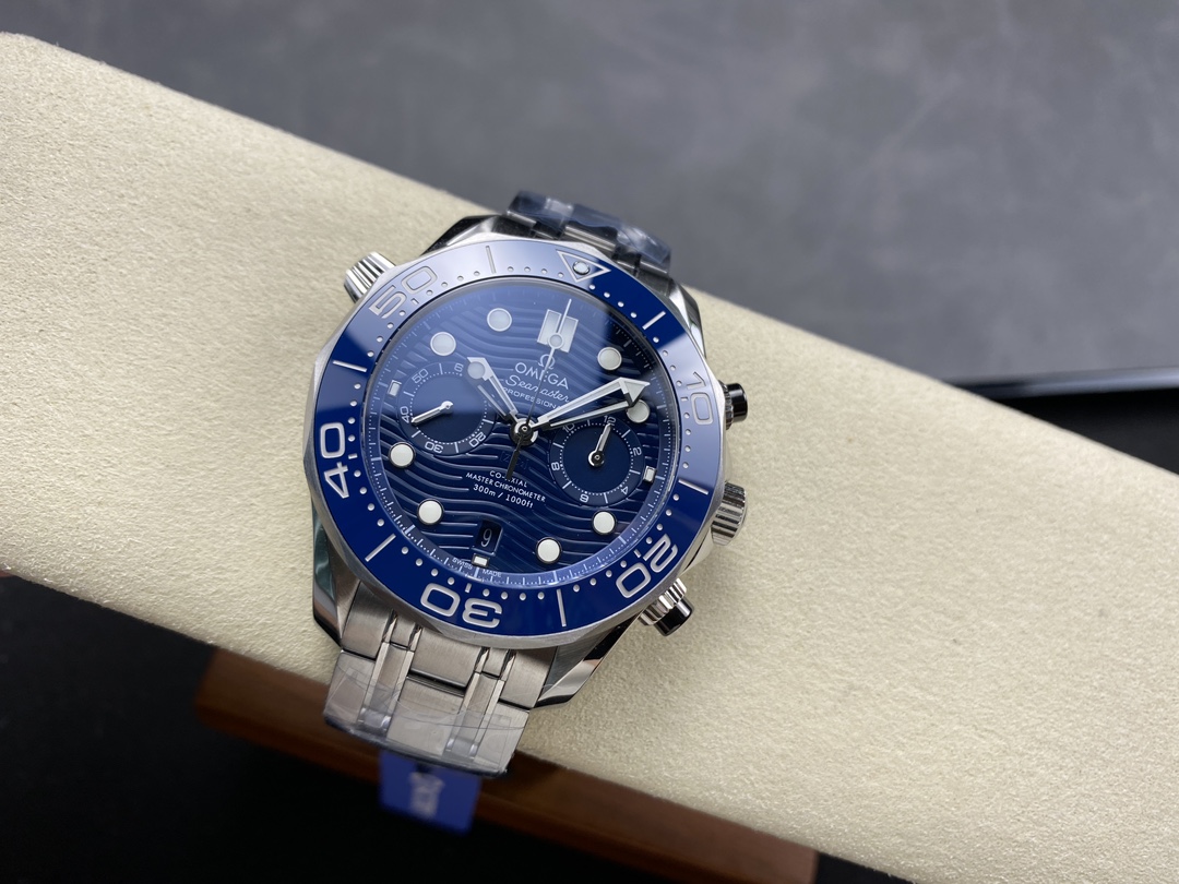 Super Clone 1:1 Omega Seamaster 300M Chronograph Blue Dial Stainless Steel Bracelet