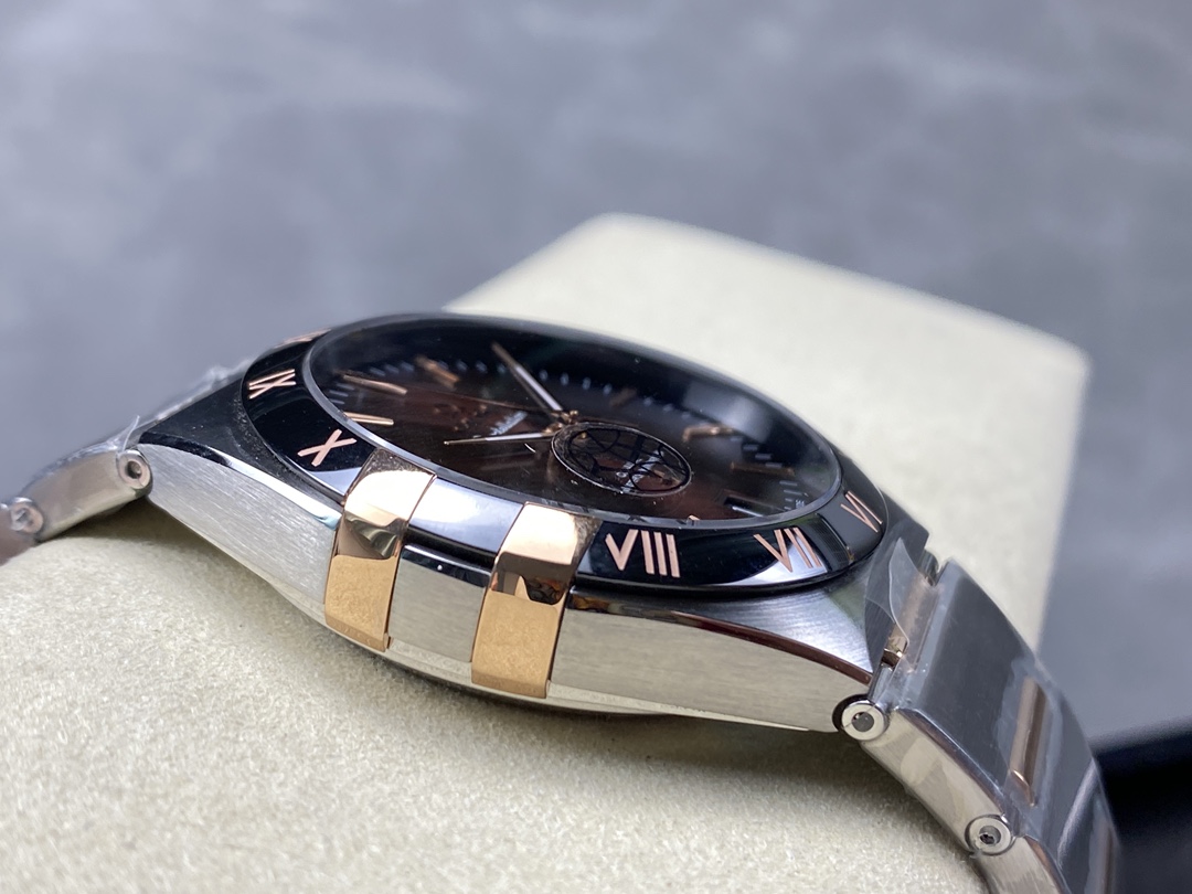Super Clone 1:1 Omega Constellation Brown Dial Two-Tone Ceramic Bezel Watch – Master Chronometer