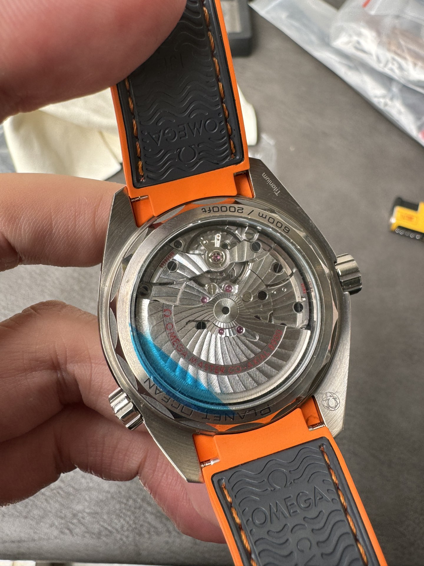 Super Clone 1:1 Omega Seamaster Planet Ocean 600M Titanium Grey Dial Orange Bezel Rubber Strap