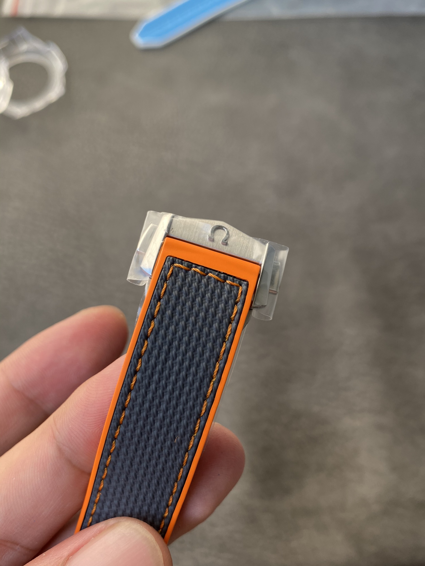 Super Clone 1:1 Omega Seamaster Planet Ocean 600M Titanium Grey Dial Orange Bezel Rubber Strap