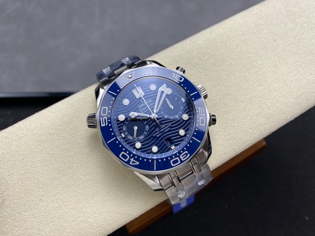 Super Clone 1:1 Omega Seamaster 300M Chronograph Blue Dial Stainless Steel Bracelet