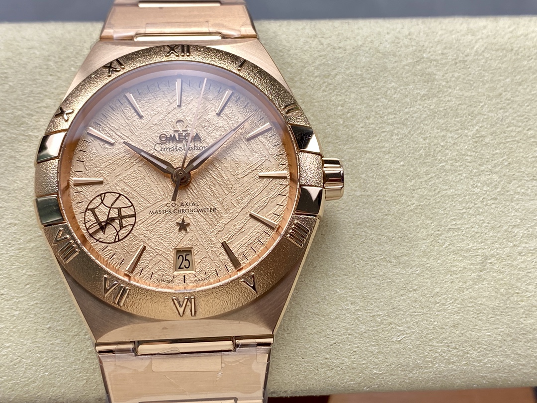 Super Clone 1:1 Omega Constellation Rose Gold Meteorite Dial Watch – Master Chronometer