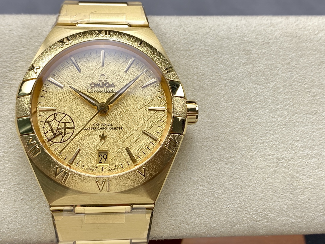 Super Clone 1:1 Omega Constellation Full Gold Meteorite Dial Watch – Master Chronometer