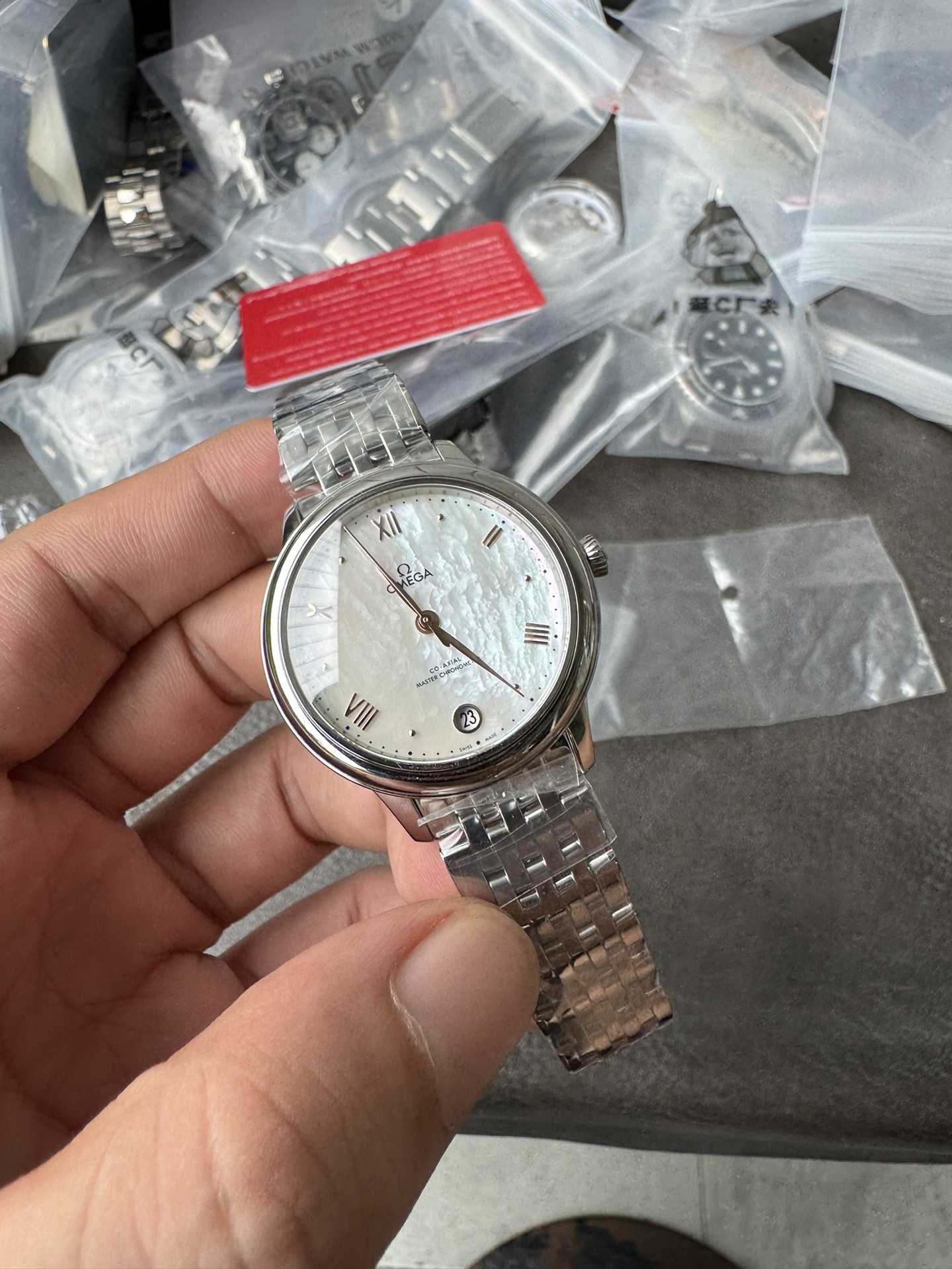 Super Clone 1:1 Omega De Ville Ladies Co-Axial Master Chronometer – MOP Dial Stainless Steel Watch