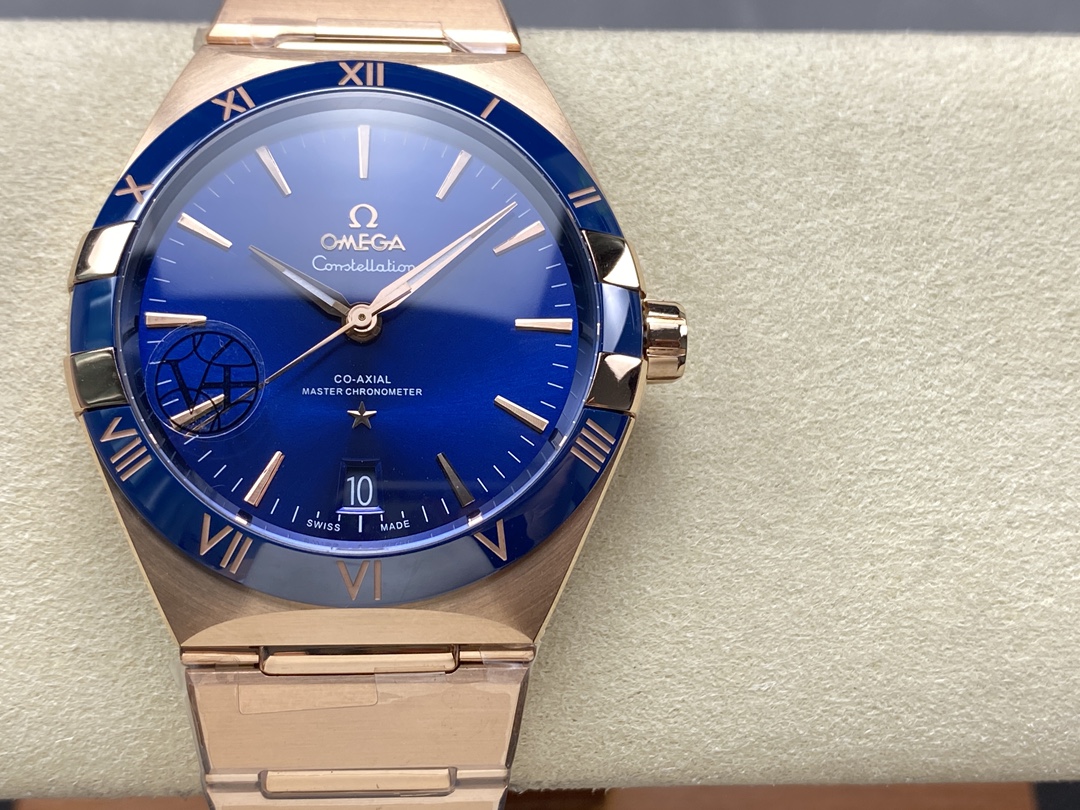 Super Clone 1:1 Omega Constellation Blue Dial Rose Gold Watch – Master Chronometer