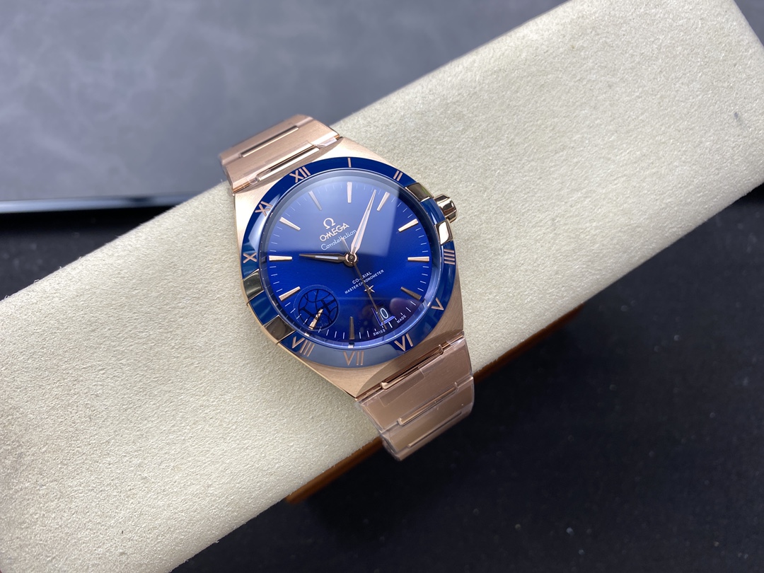 Super Clone 1:1 Omega Constellation Blue Dial Rose Gold Watch – Master Chronometer