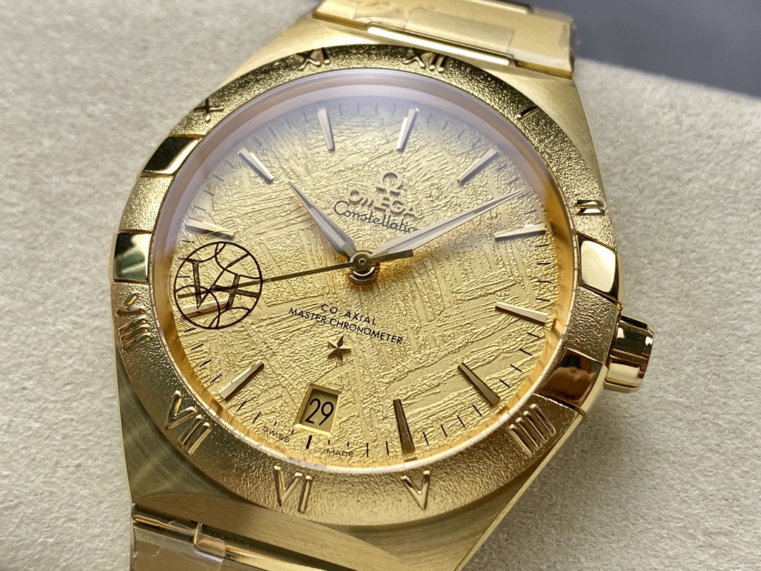 Super Clone 1:1 Omega Constellation Full Gold Meteorite Dial Watch – Master Chronometer