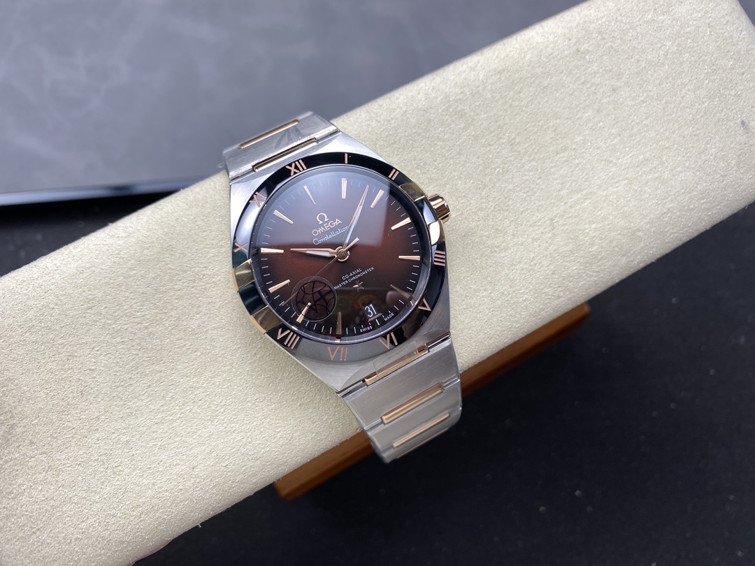 Super Clone 1:1 Omega Constellation Brown Dial Two-Tone Ceramic Bezel Watch – Master Chronometer