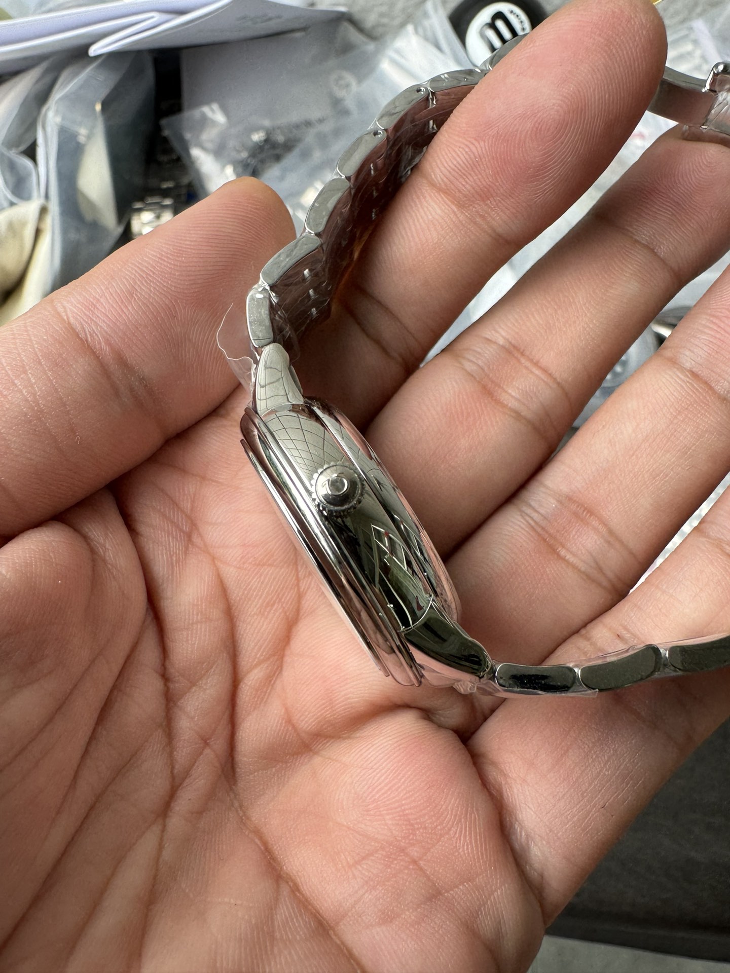 Super Clone 1:1 Omega De Ville Ladies Co-Axial Master Chronometer – Silver Textured Dial Stainless Steel Watch