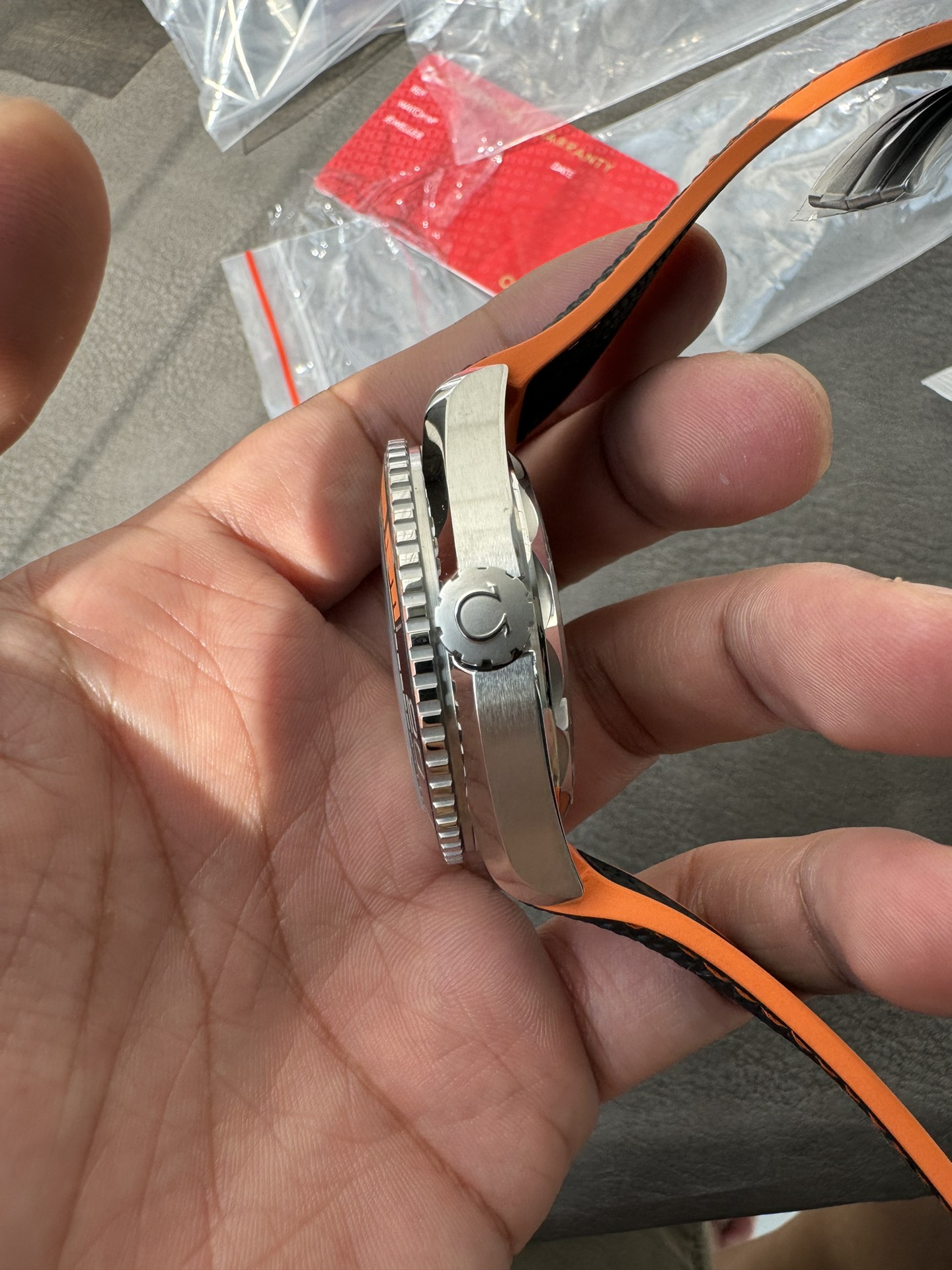 Super Clone 1:1 Omega Seamaster Planet Ocean 600M Black Dial Orange Bezel Rubber Strap