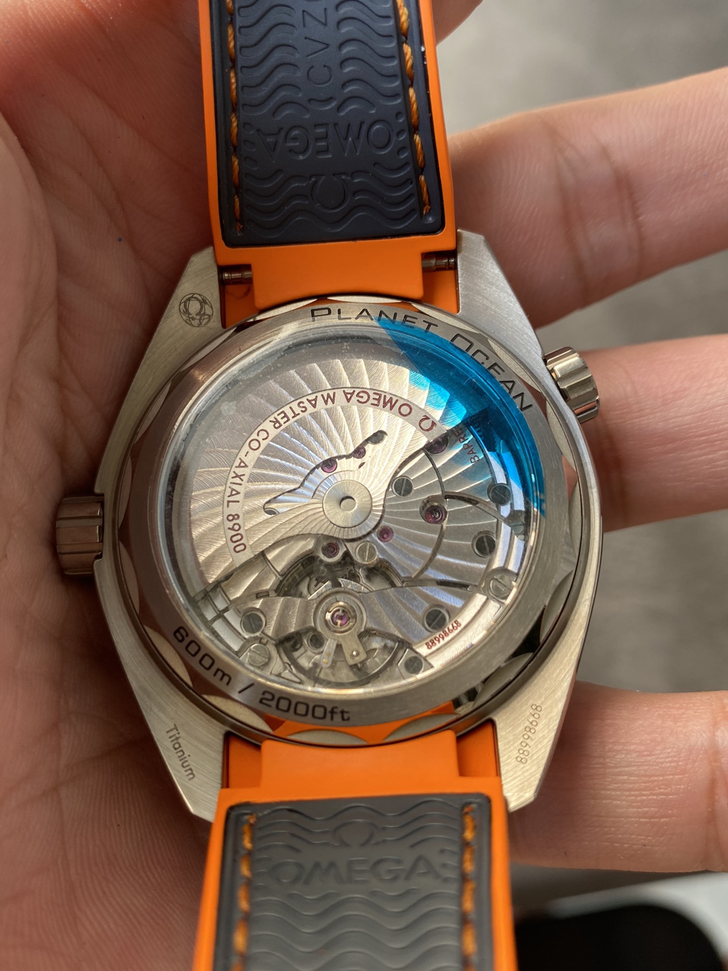 Super Clone 1:1 Omega Seamaster Planet Ocean 600M Titanium Grey Dial Orange Bezel Rubber Strap