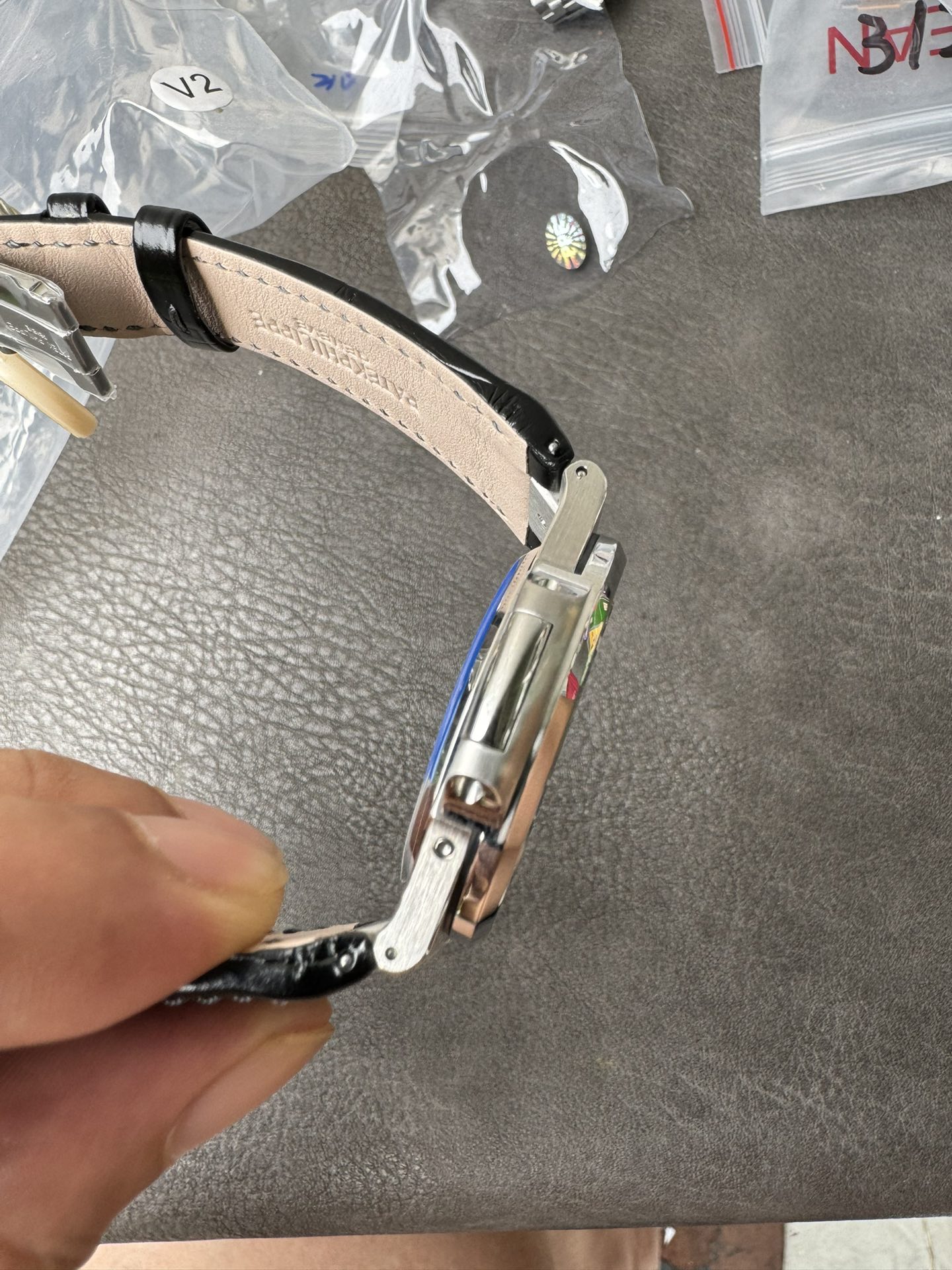 Super Clone 1:1 Patek Philippe Nautilus 5712G – White Gold / Black Textured Dial / Moonphase & Power Reserve Display / Black Leather Strap