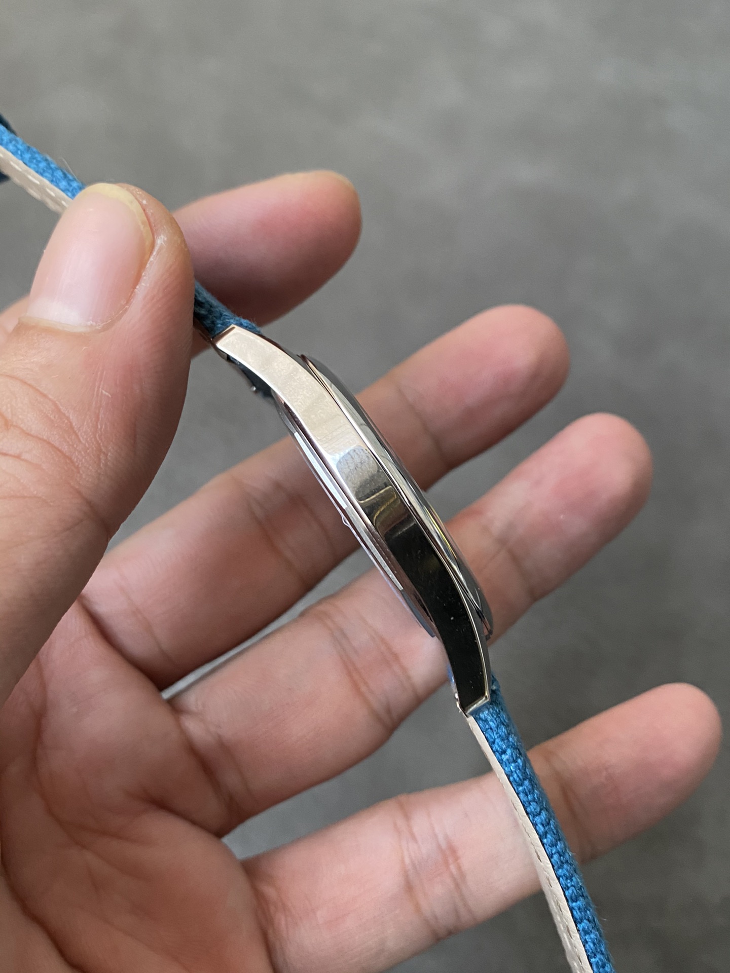 Super Clone 1:1 Patek Philippe Calatrava 6007A – Blue Dial / Textured Center / Canvas Strap