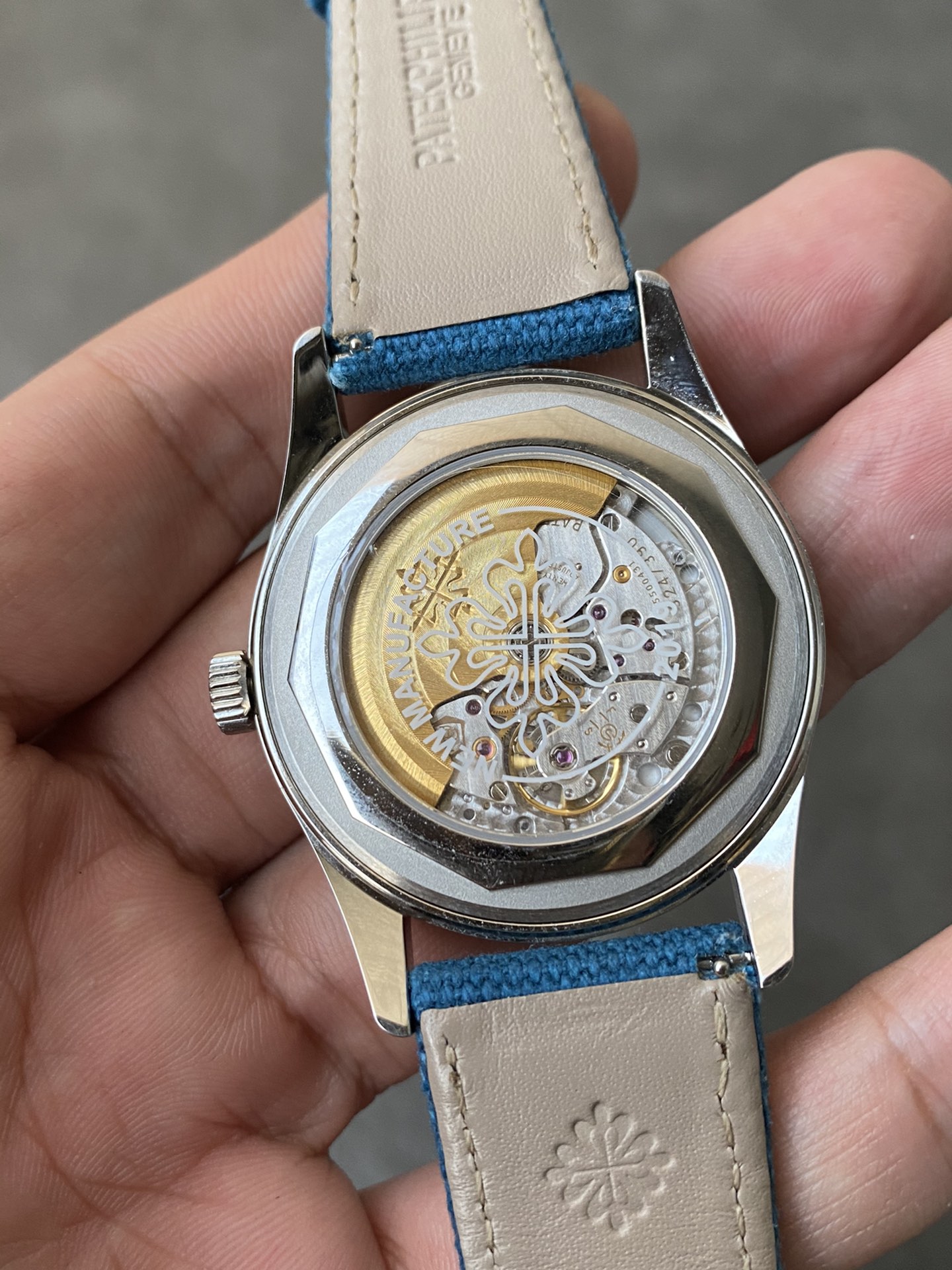 Super Clone 1:1 Patek Philippe Calatrava 6007A – Blue Dial / Textured Center / Canvas Strap