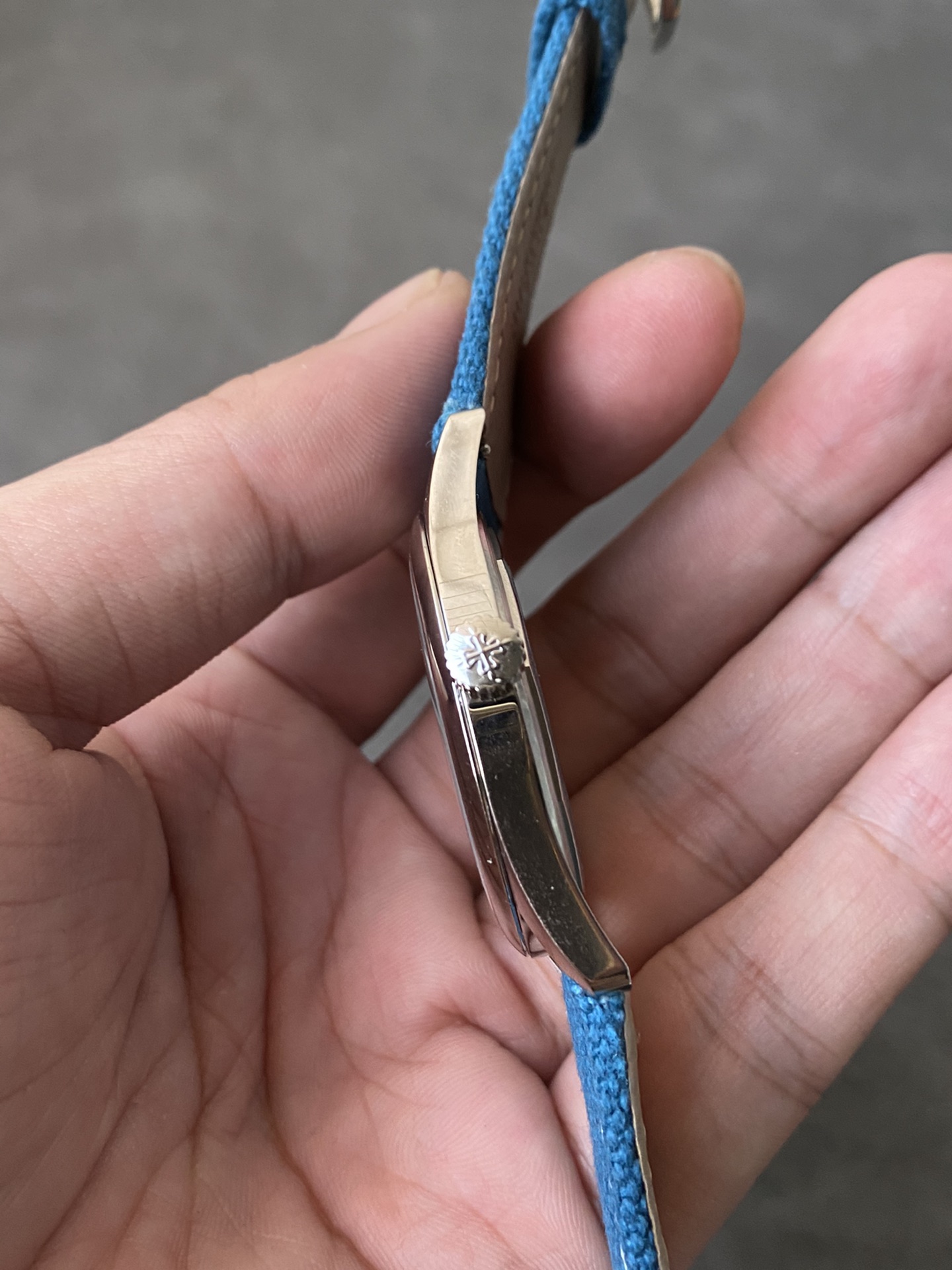 Super Clone 1:1 Patek Philippe Calatrava 6007A – Blue Dial / Textured Center / Canvas Strap